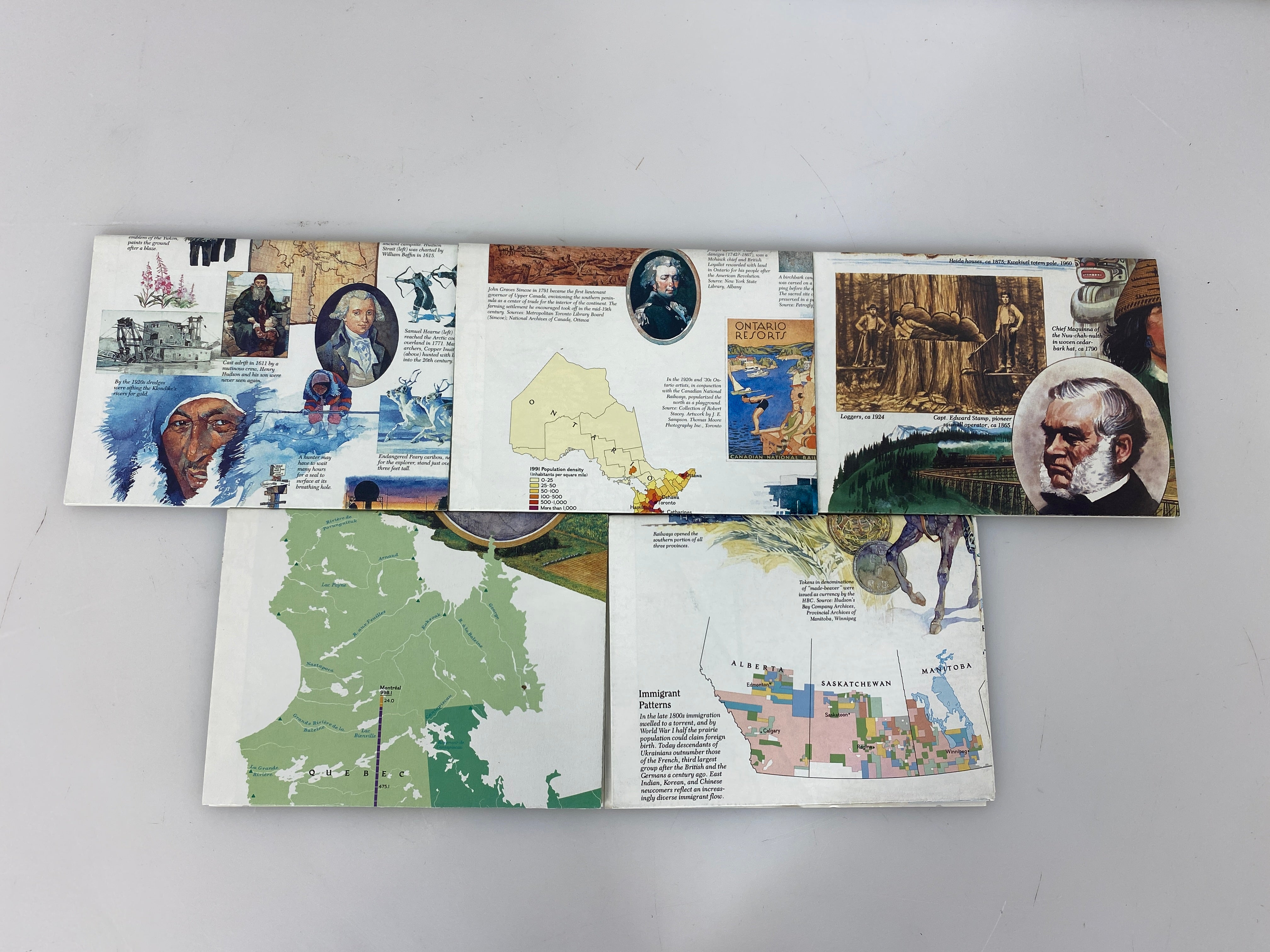 Lot of 5 Nat Geo Making of Canada Maps/Infographics 1990's