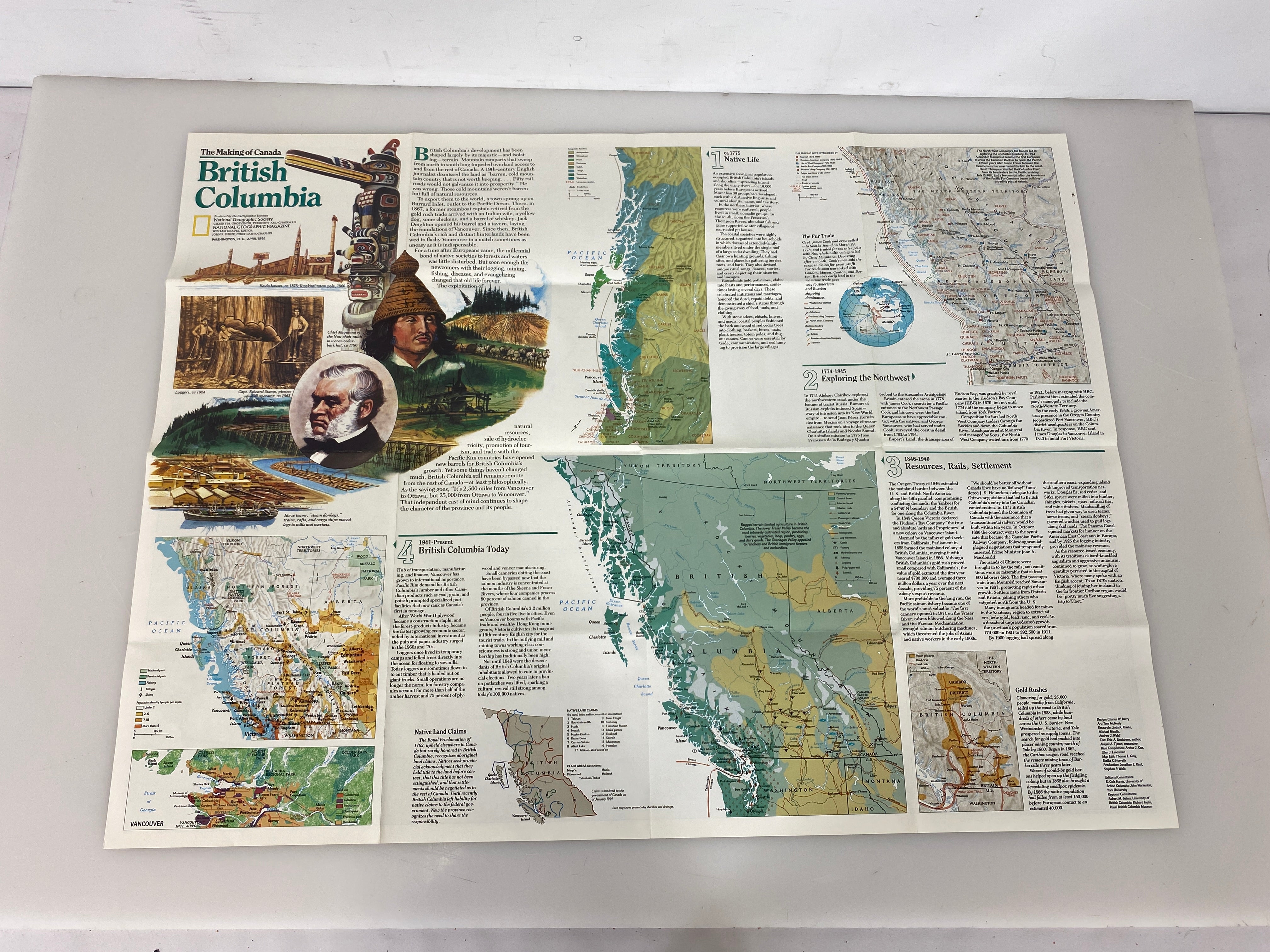Lot of 5 Nat Geo Making of Canada Maps/Infographics 1990's