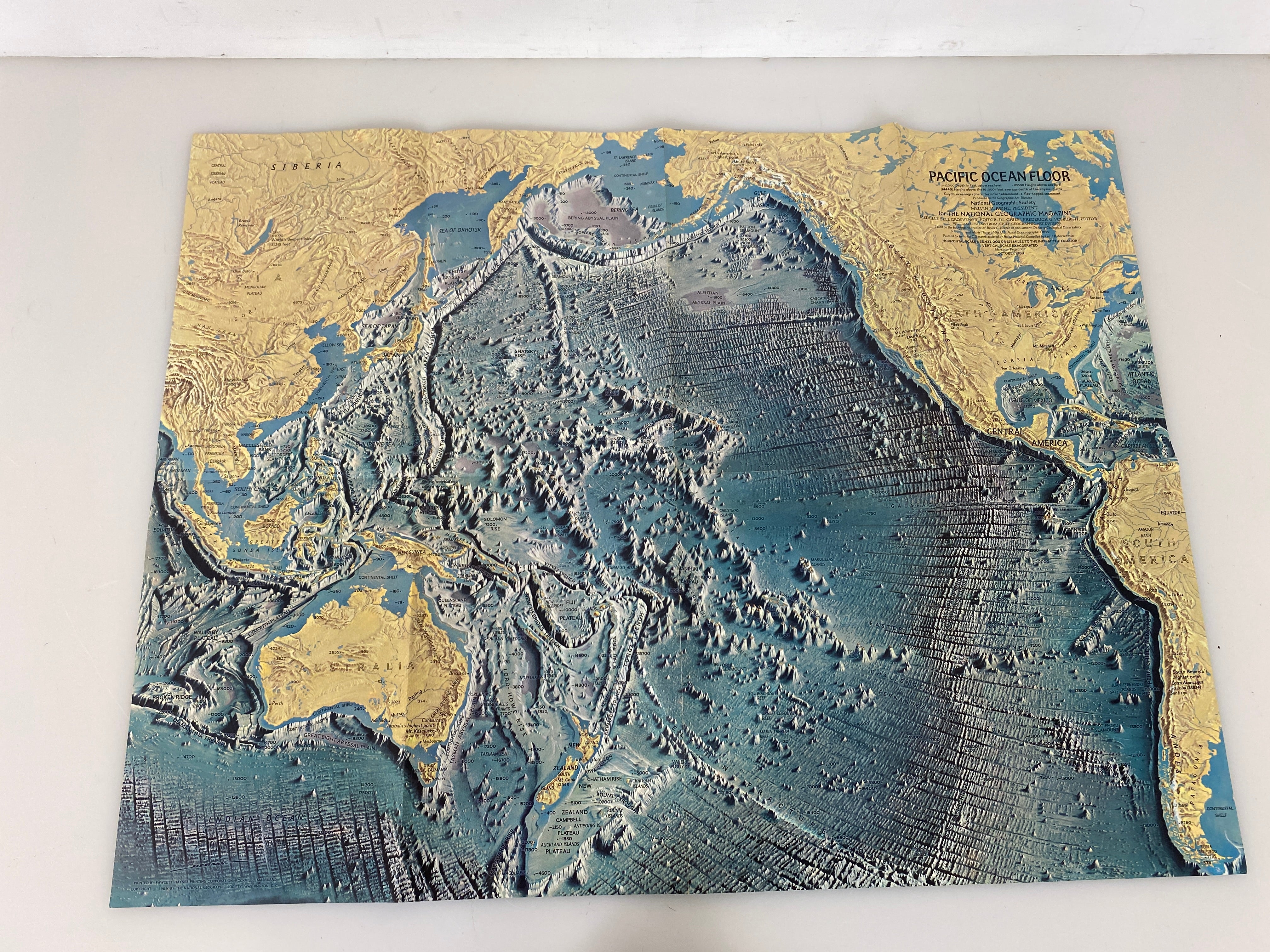 Lot of 4 Nat Geo Ocean Floor Maps/Infographics Atlantic/Pacific/Arctic