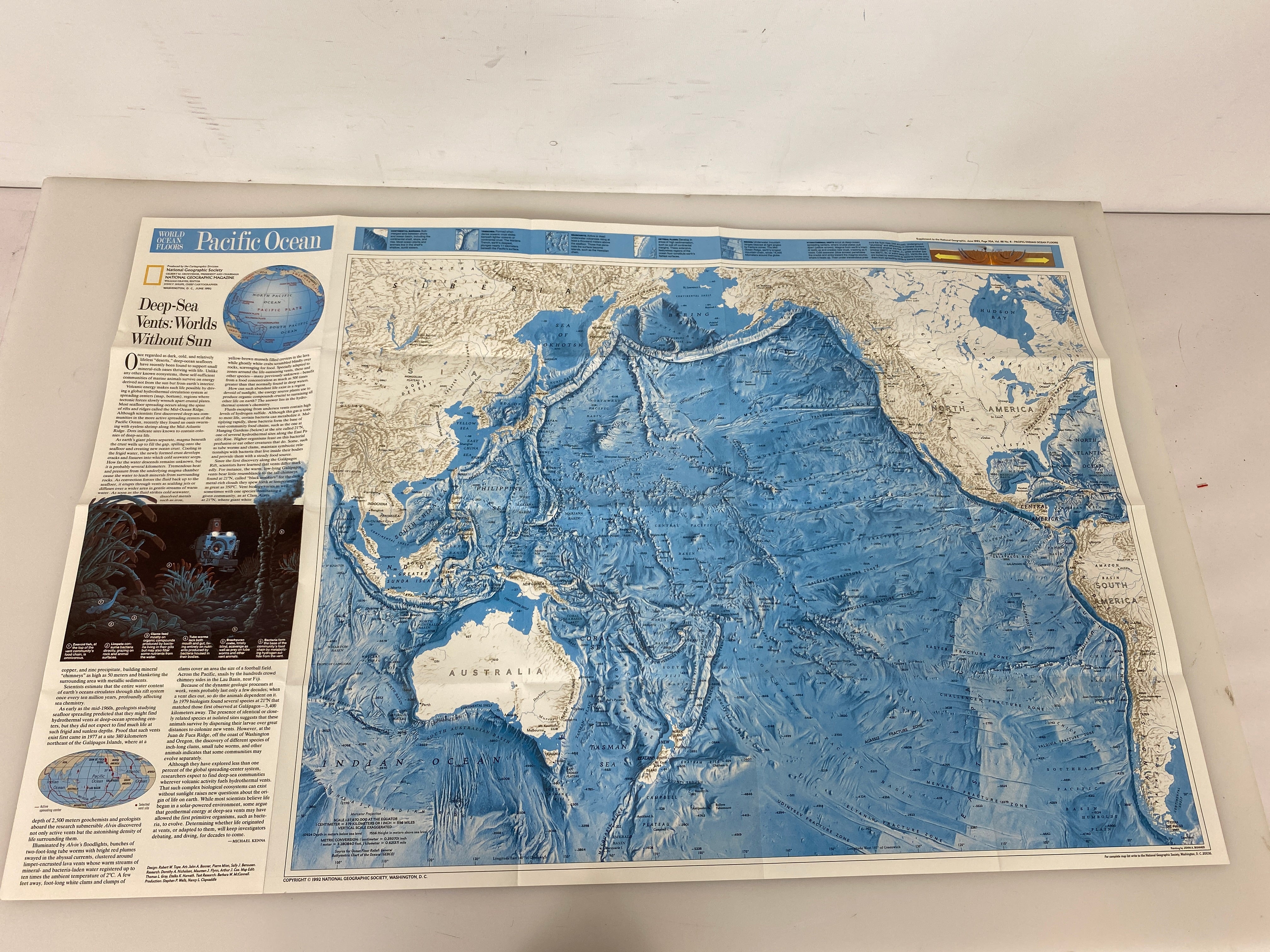 Lot of 4 Nat Geo Ocean Floor Maps/Infographics Atlantic/Pacific/Arctic