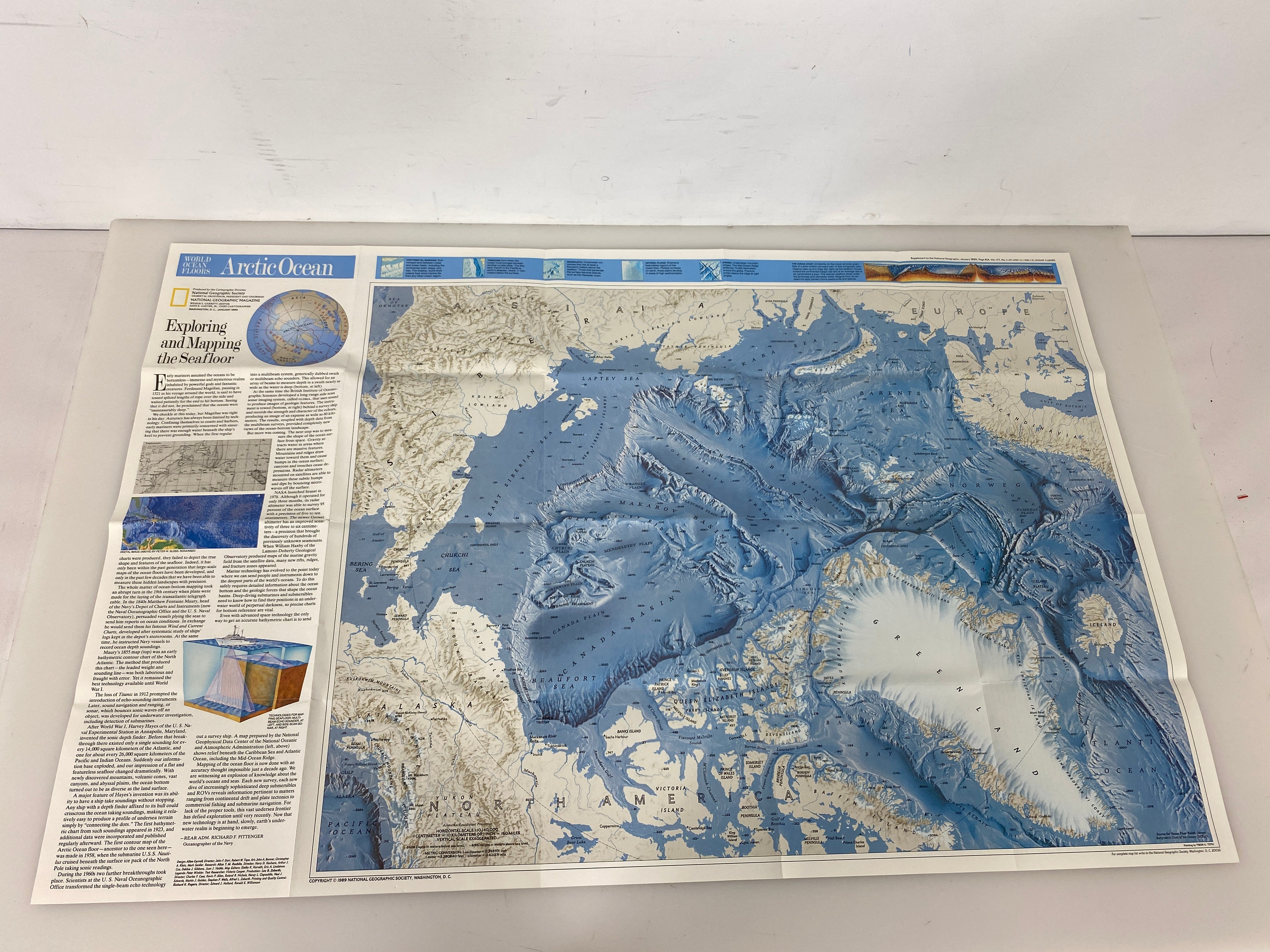 Lot of 4 Nat Geo Ocean Floor Maps/Infographics Atlantic/Pacific/Arctic