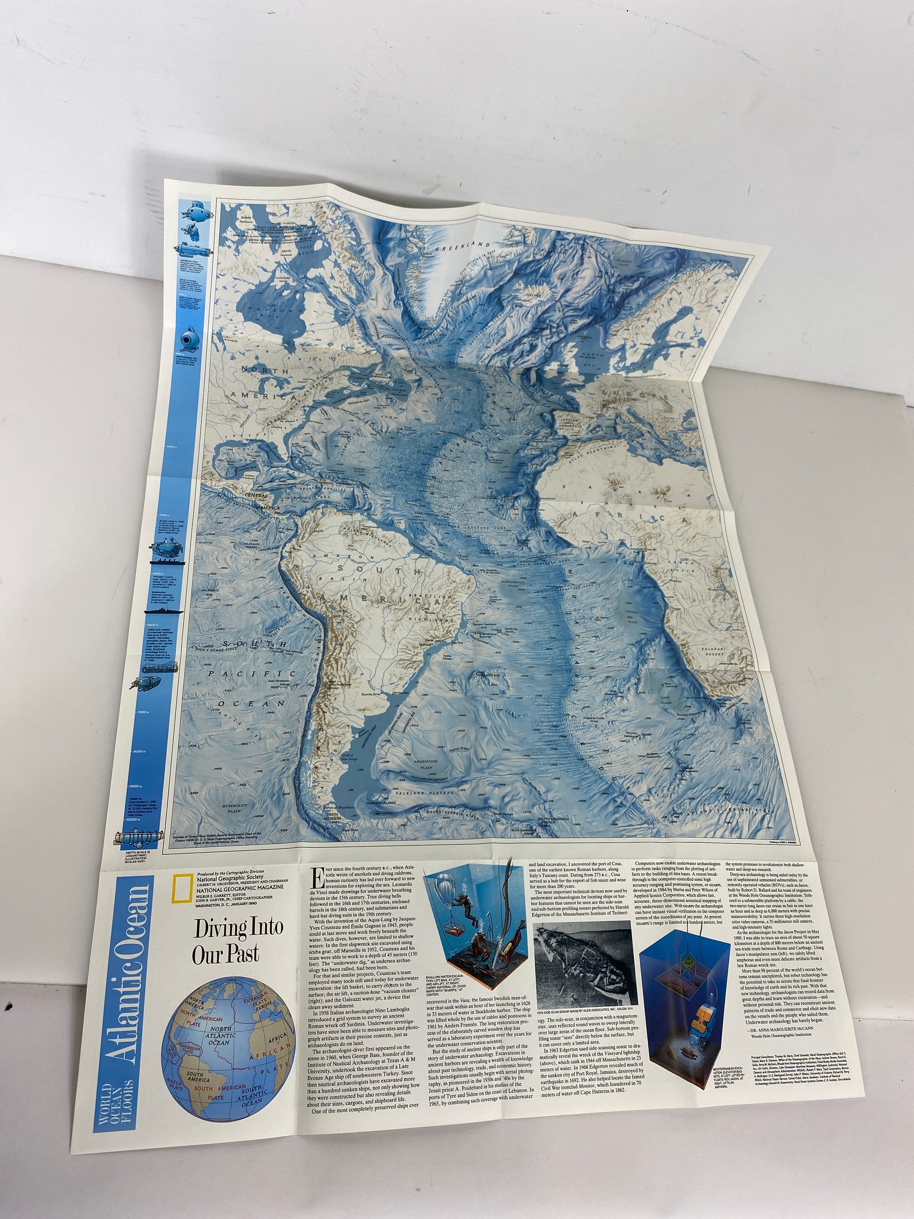 Lot of 4 Nat Geo Ocean Floor Maps/Infographics Atlantic/Pacific/Arctic