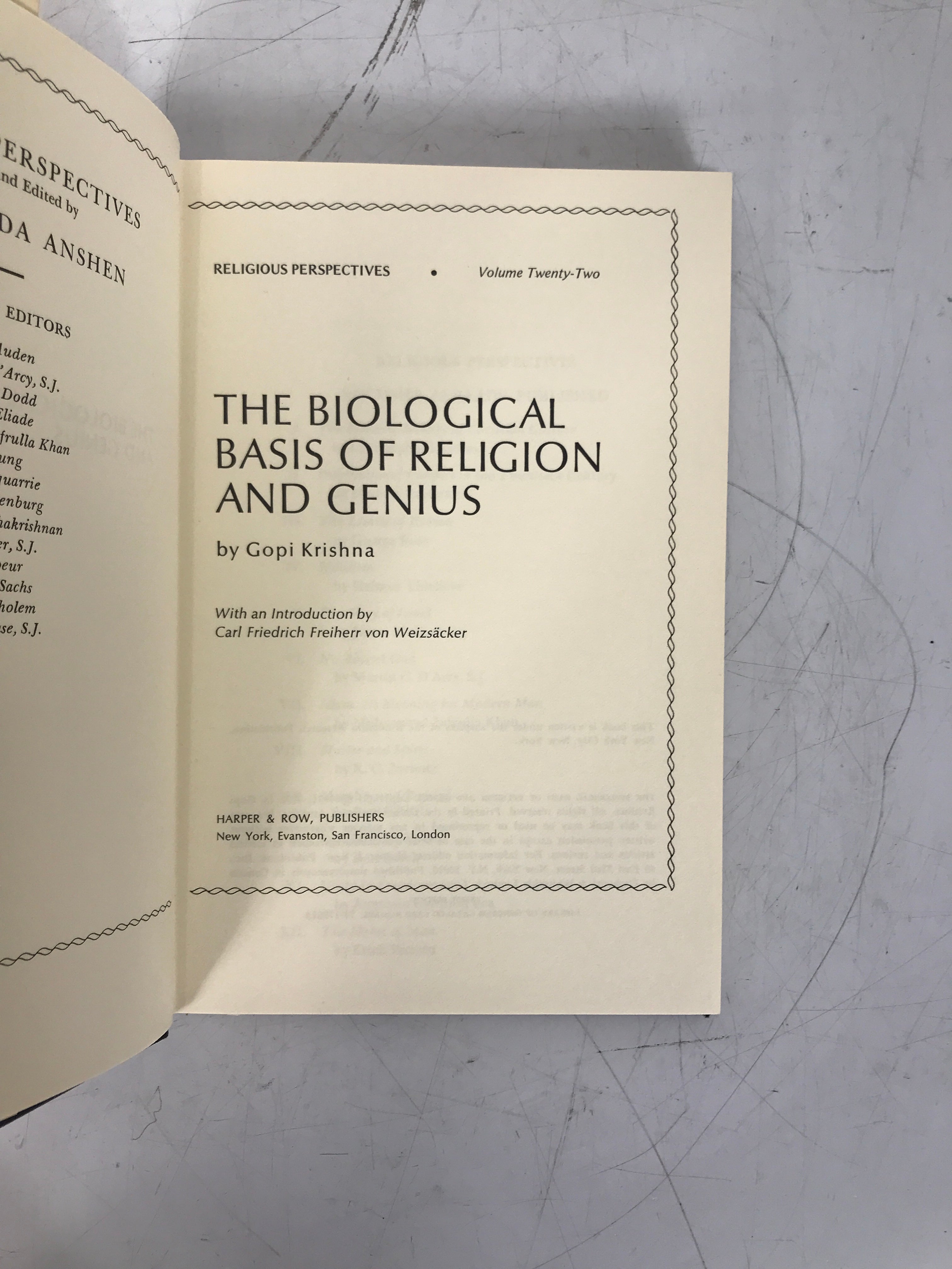 The Biological Basis of Religion & Genius Gopi Krishna 1972 1st Ed HCDJ