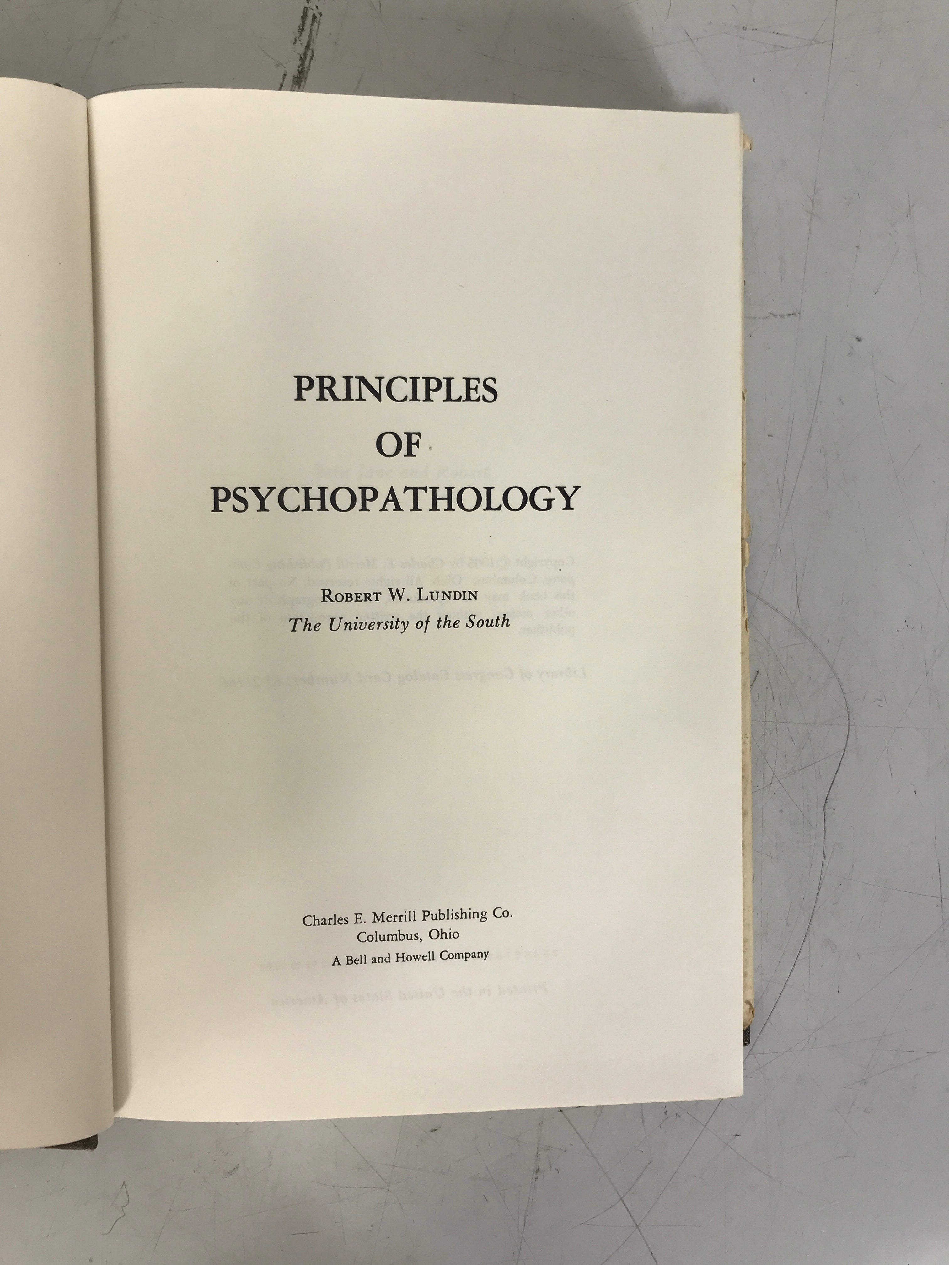 Principles of Psychopathology Robert Lundin 1965 HC DJ