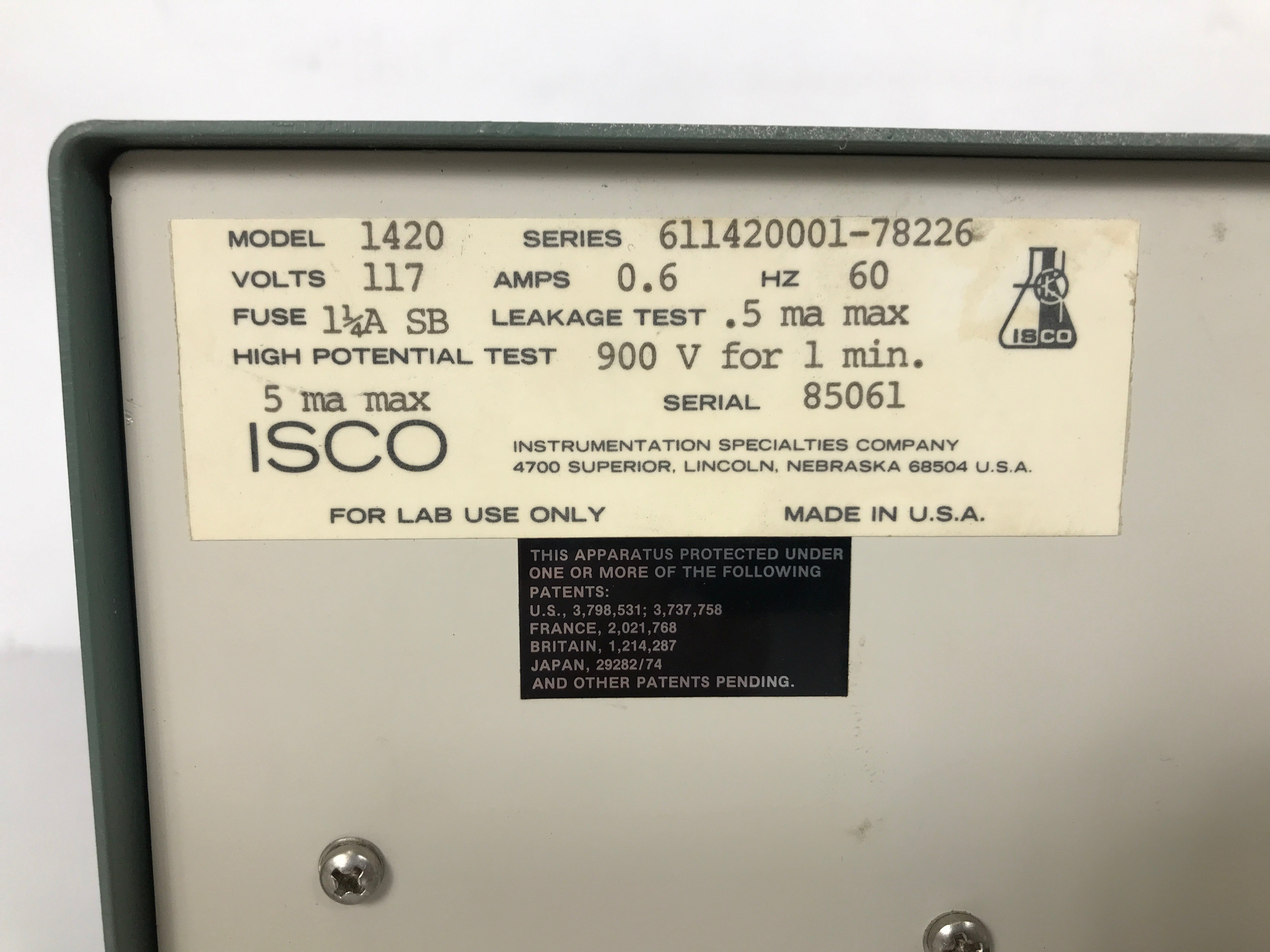 ISCO Model 1420 Power Supply