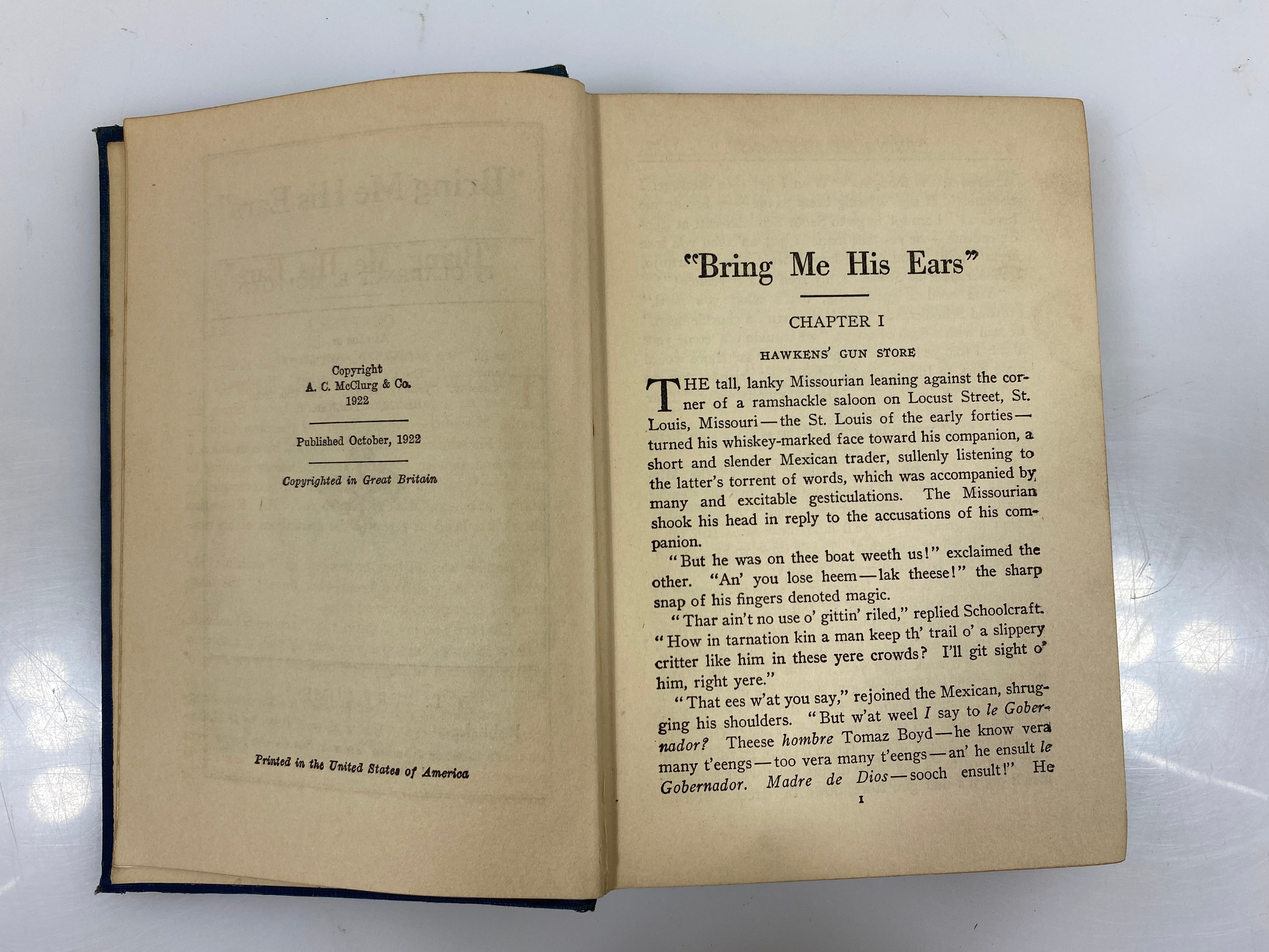 Bring Me His Ears by Clarence Mulford 1922 Antique A.L. Burt HC