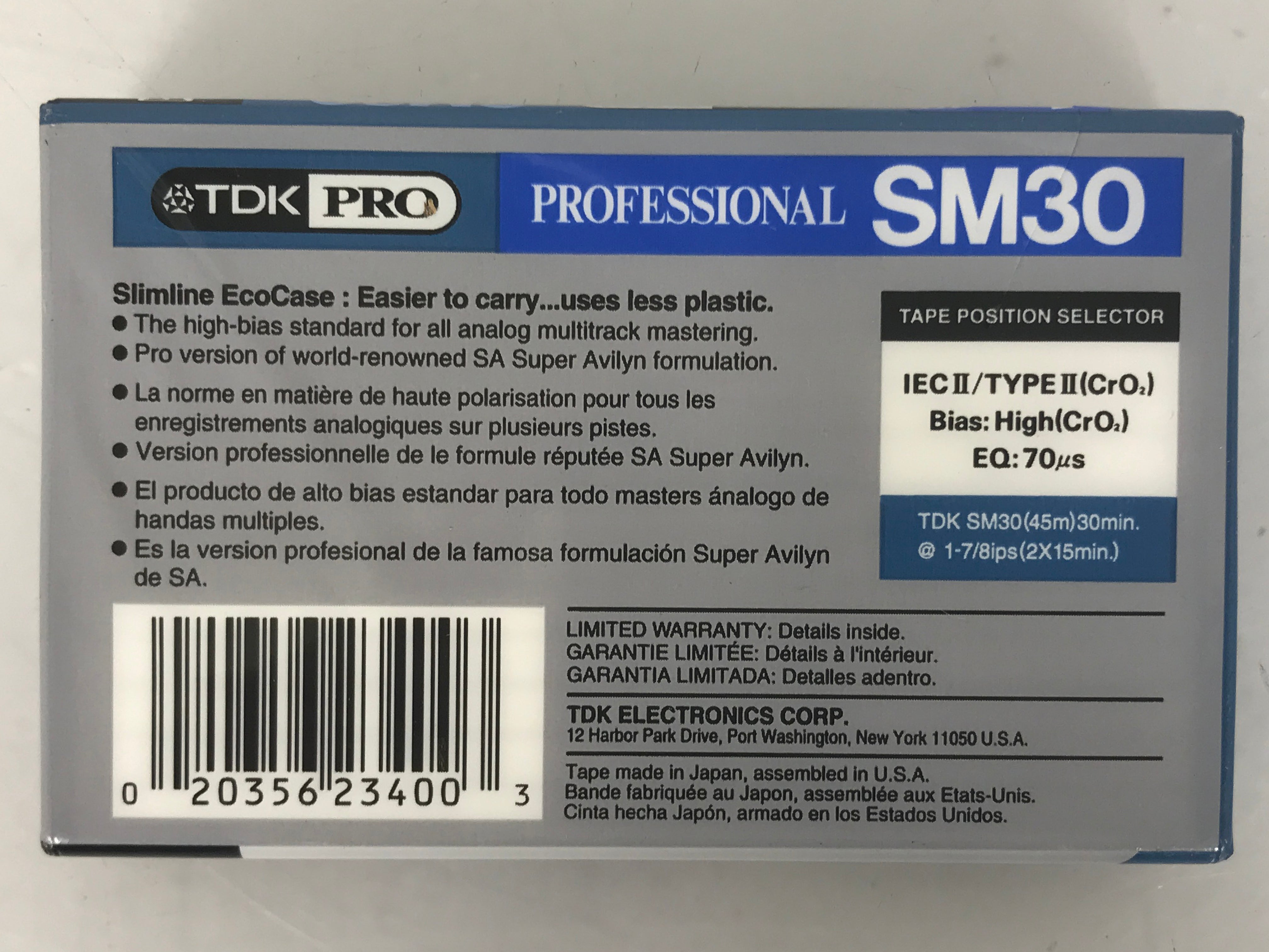 TDK Pro SM30 High Bias Audio Cassette Tape