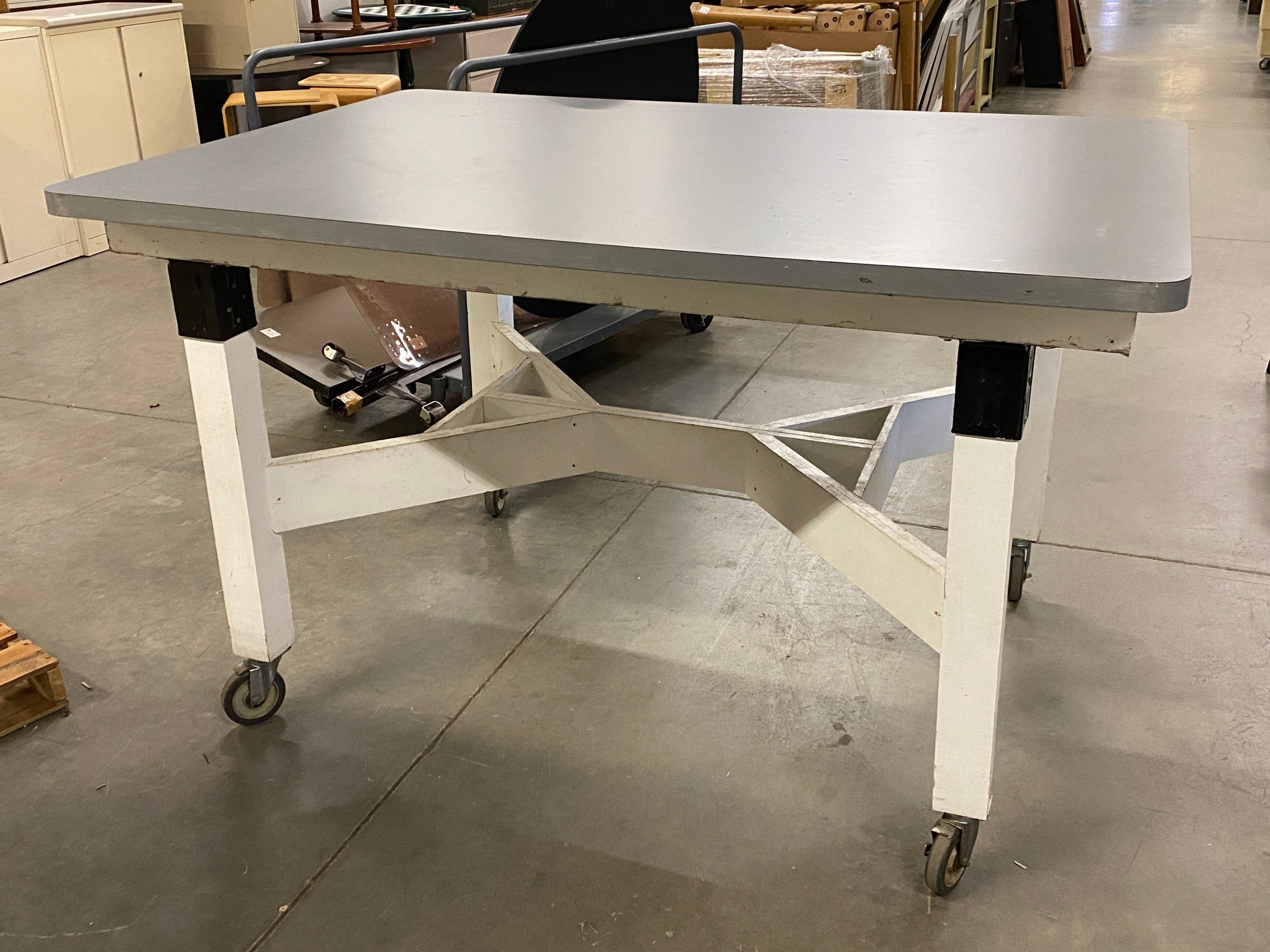 Tall Wheeled Wooden Table