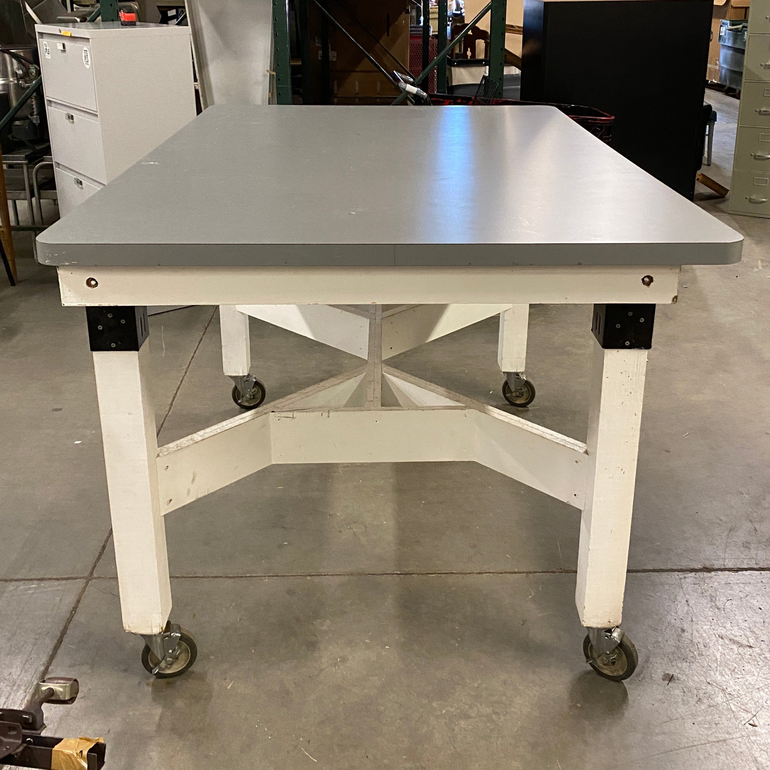 Tall Wheeled Wooden Table