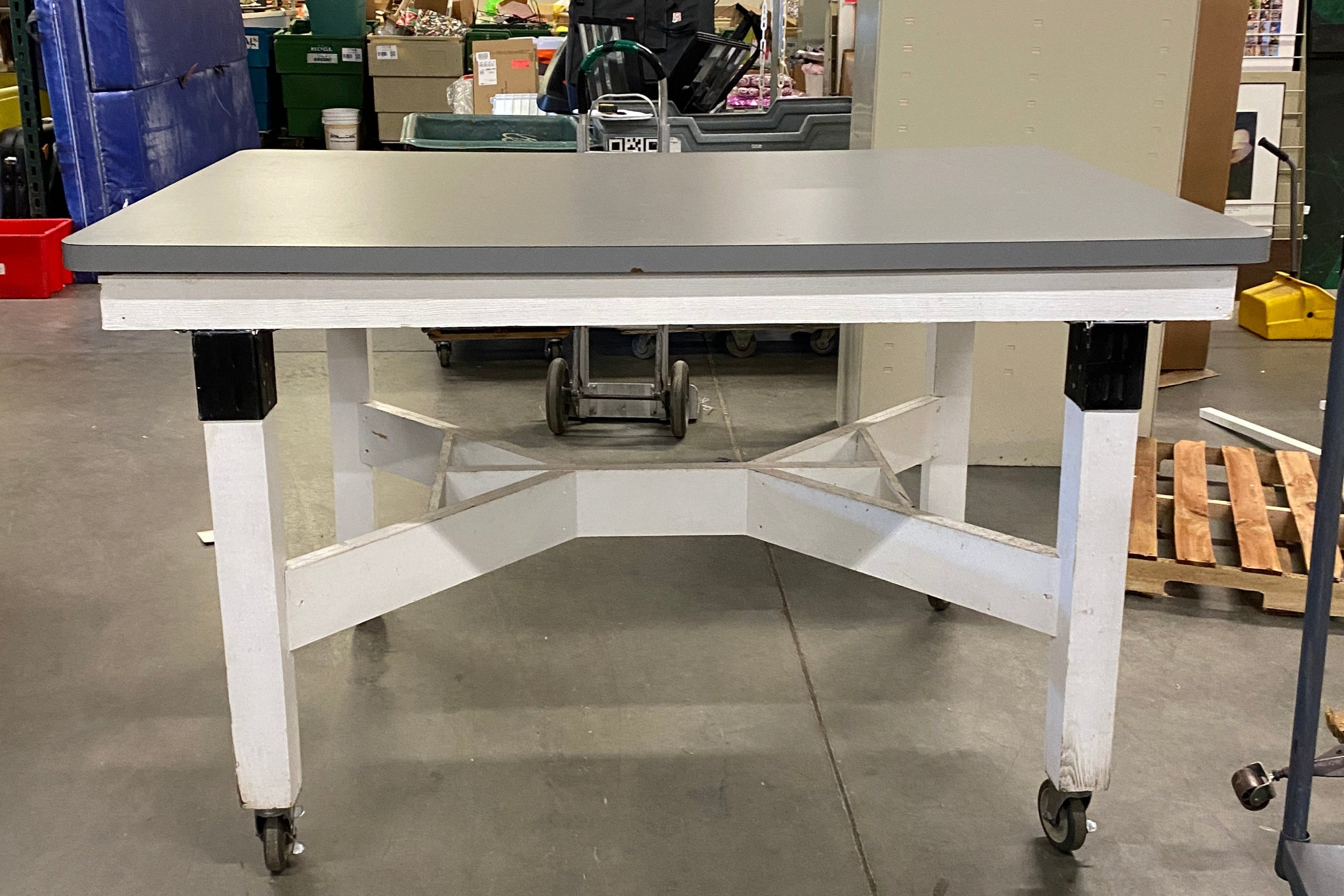 Tall Wheeled Wooden Table