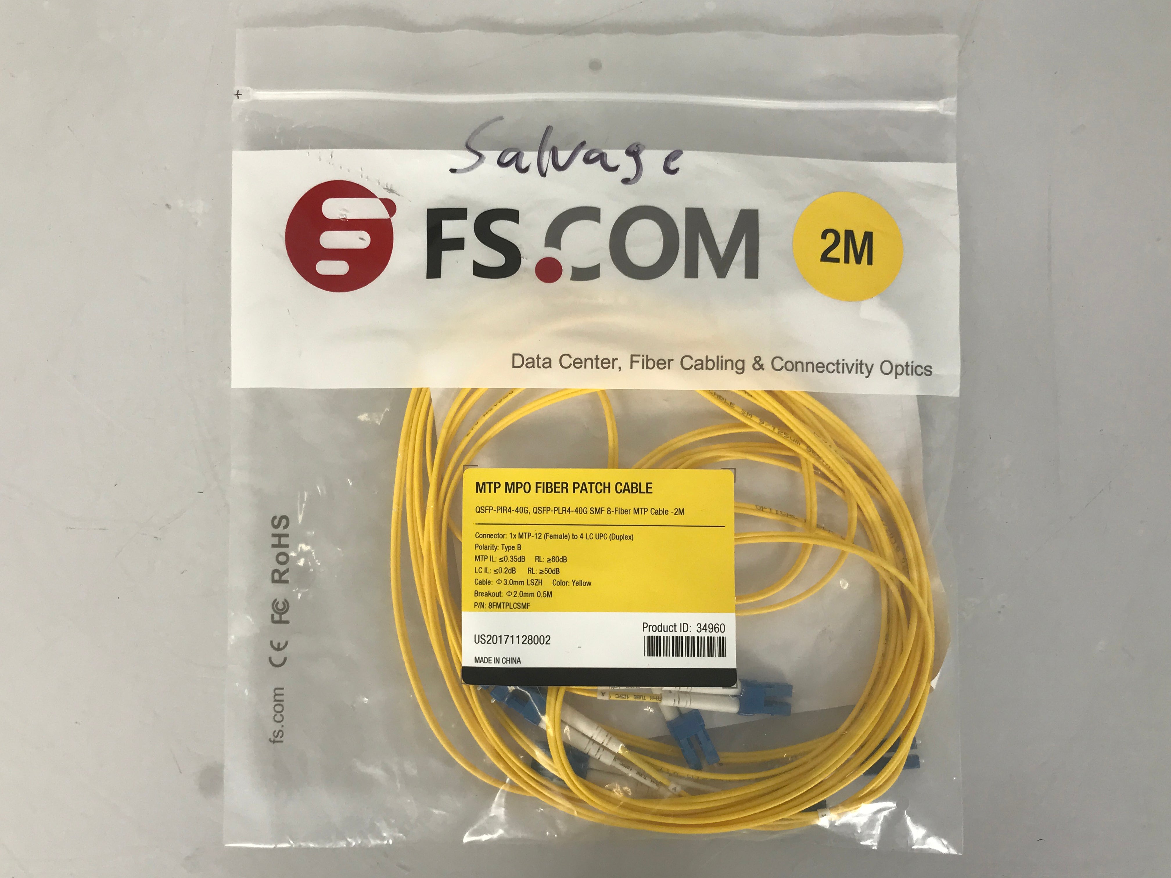 FS.Com 34960 2m MTP MPO Fiber Patch Cable