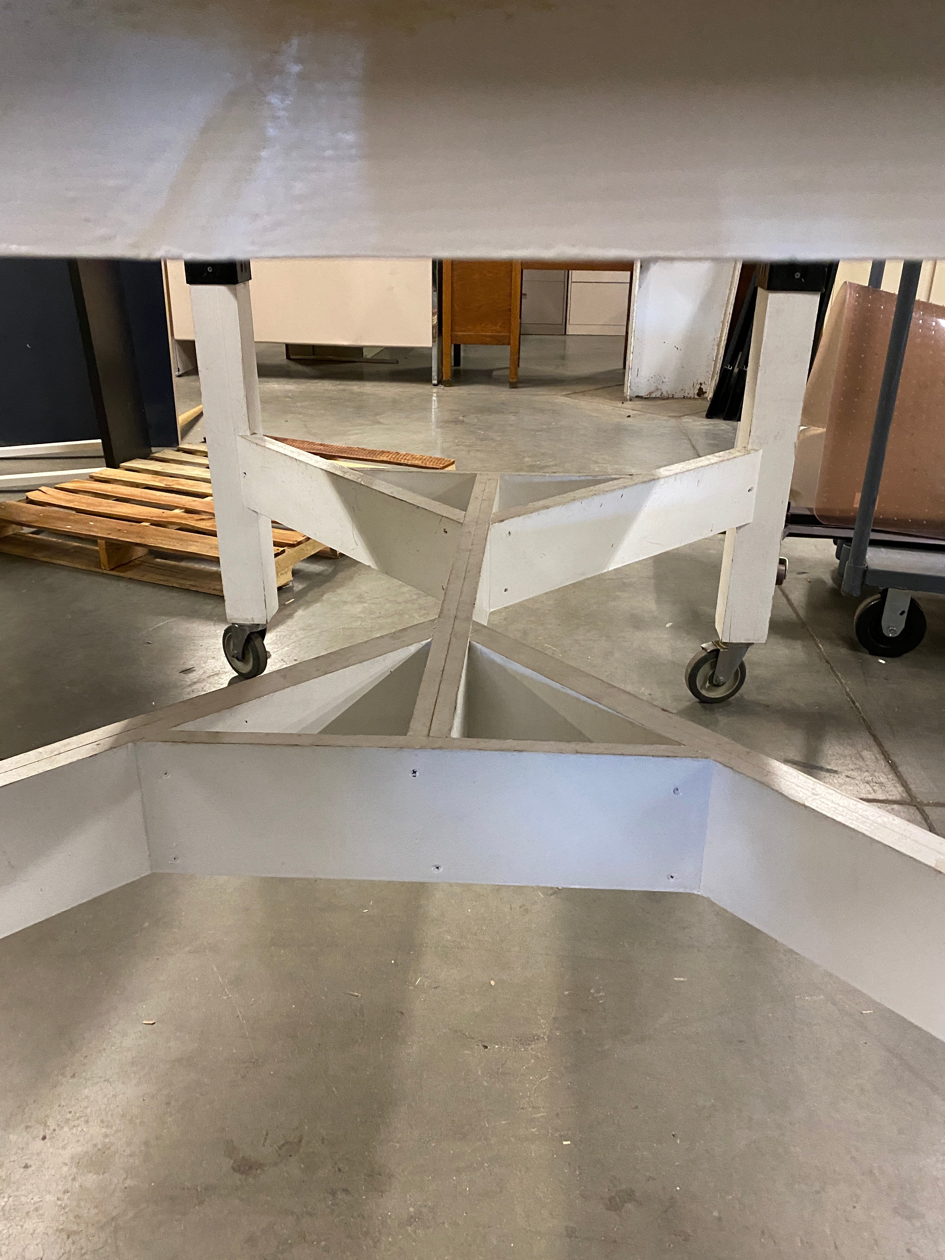 Tall Wheeled Wooden Table
