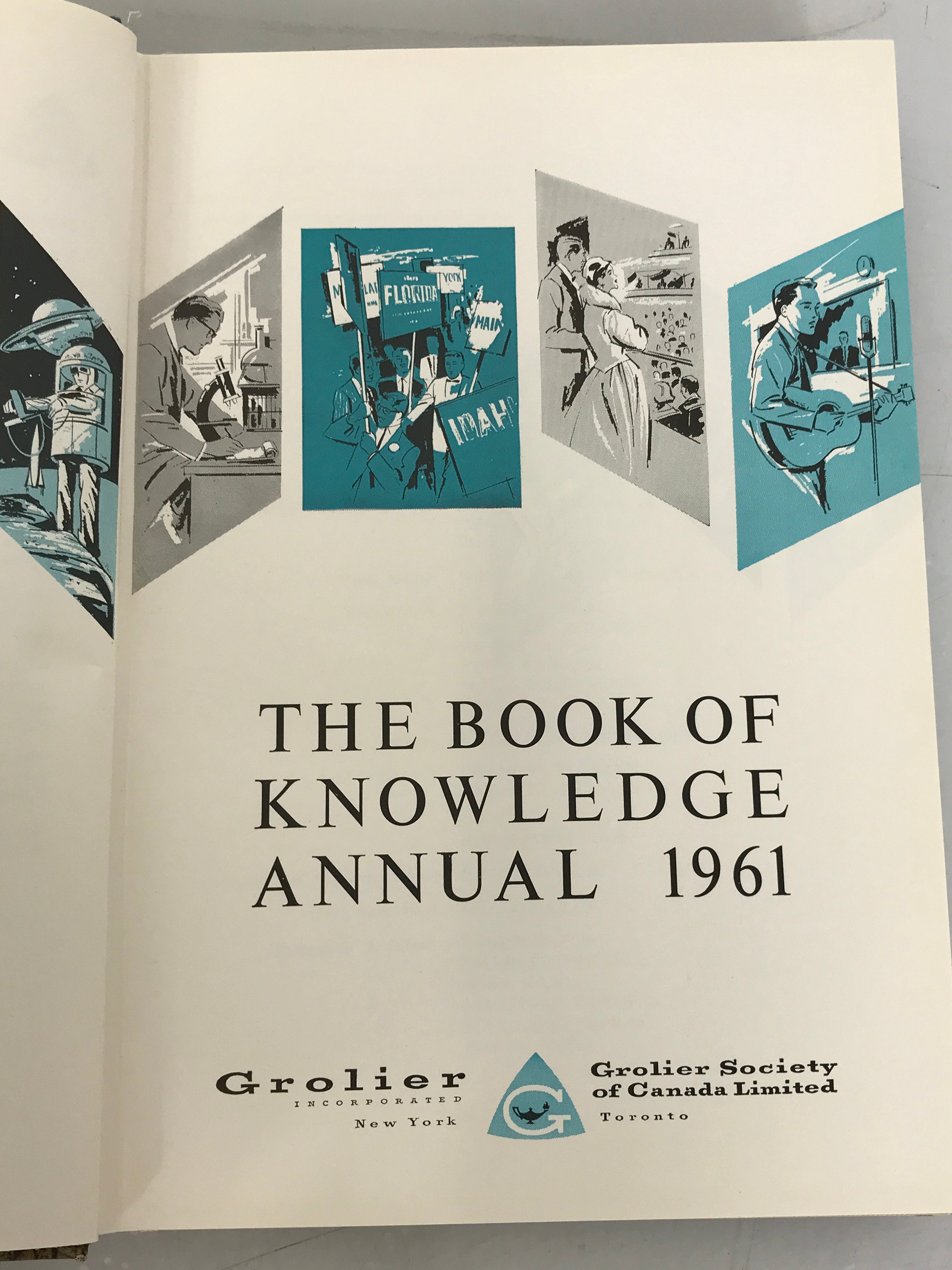 Lot of 6 Grolier The Book of Knowledge Annual (1961-1963) and The Young Peoples Book of the Year (1965-1967) HC