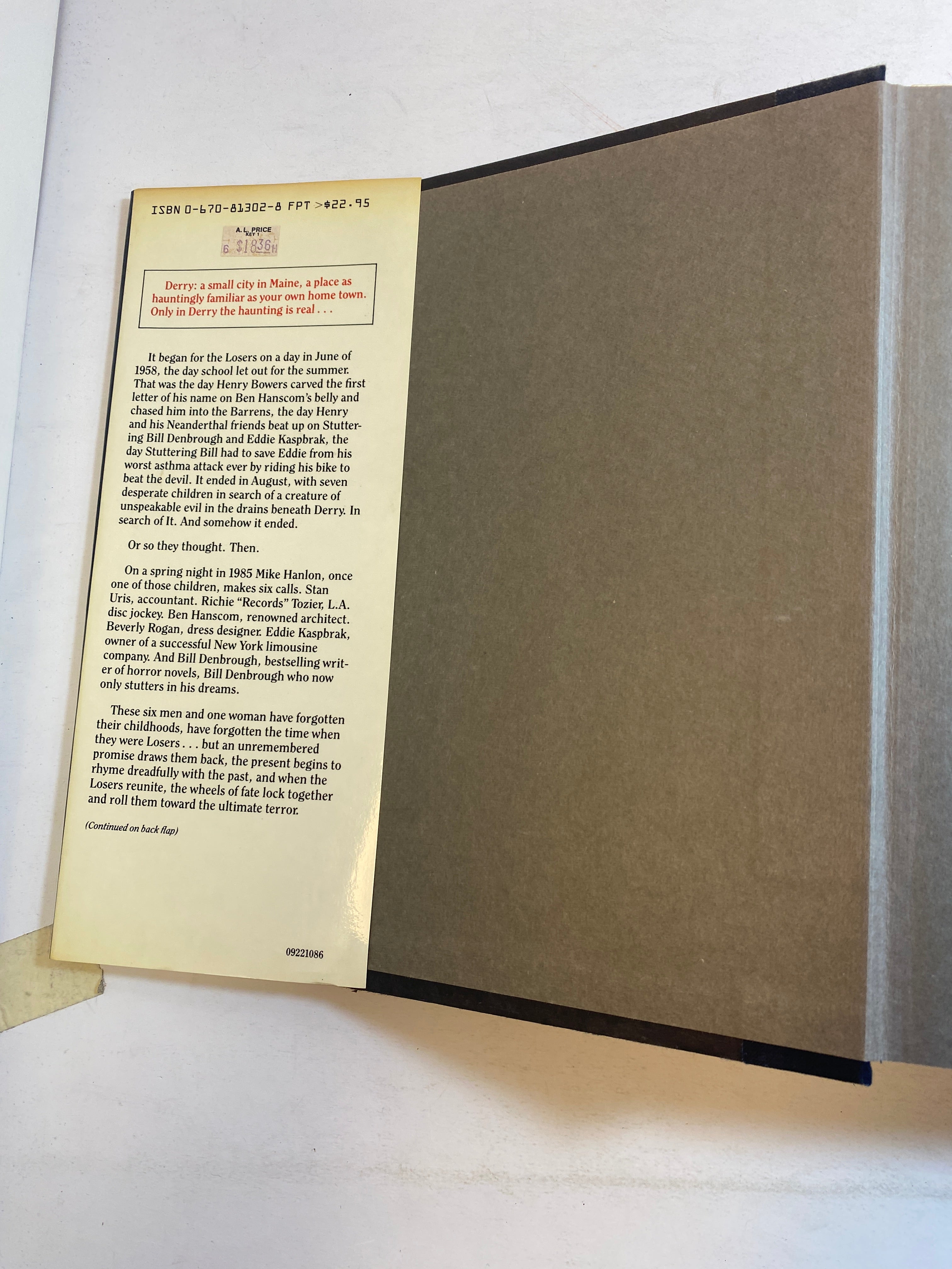 It Stephen King HCDJ 1986 Viking $22.95 Dust Jacket