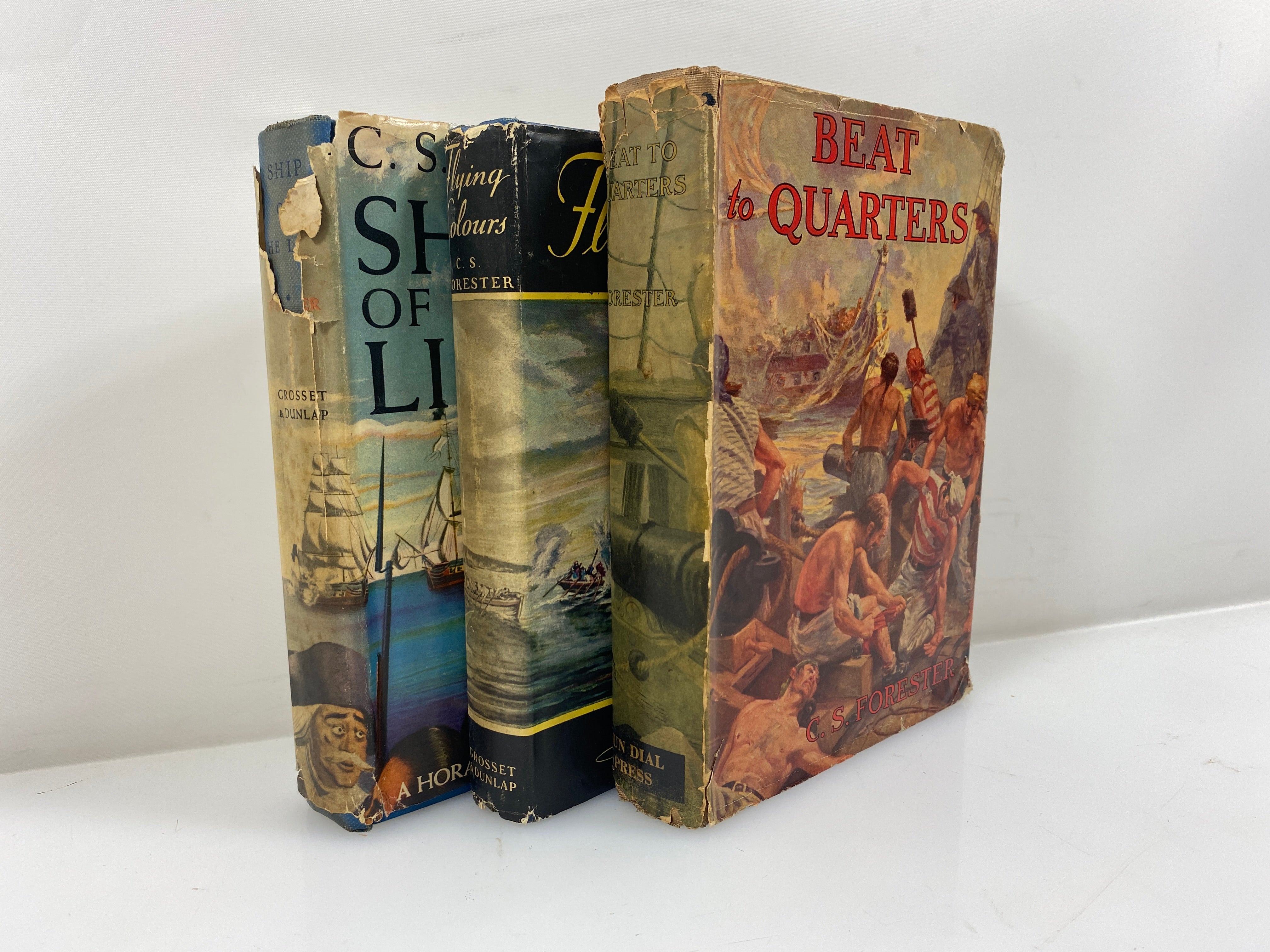 3 Vintage C.S. Forester: Flying Colours/Ship of the Line/Beat to Quarters HCDJ
