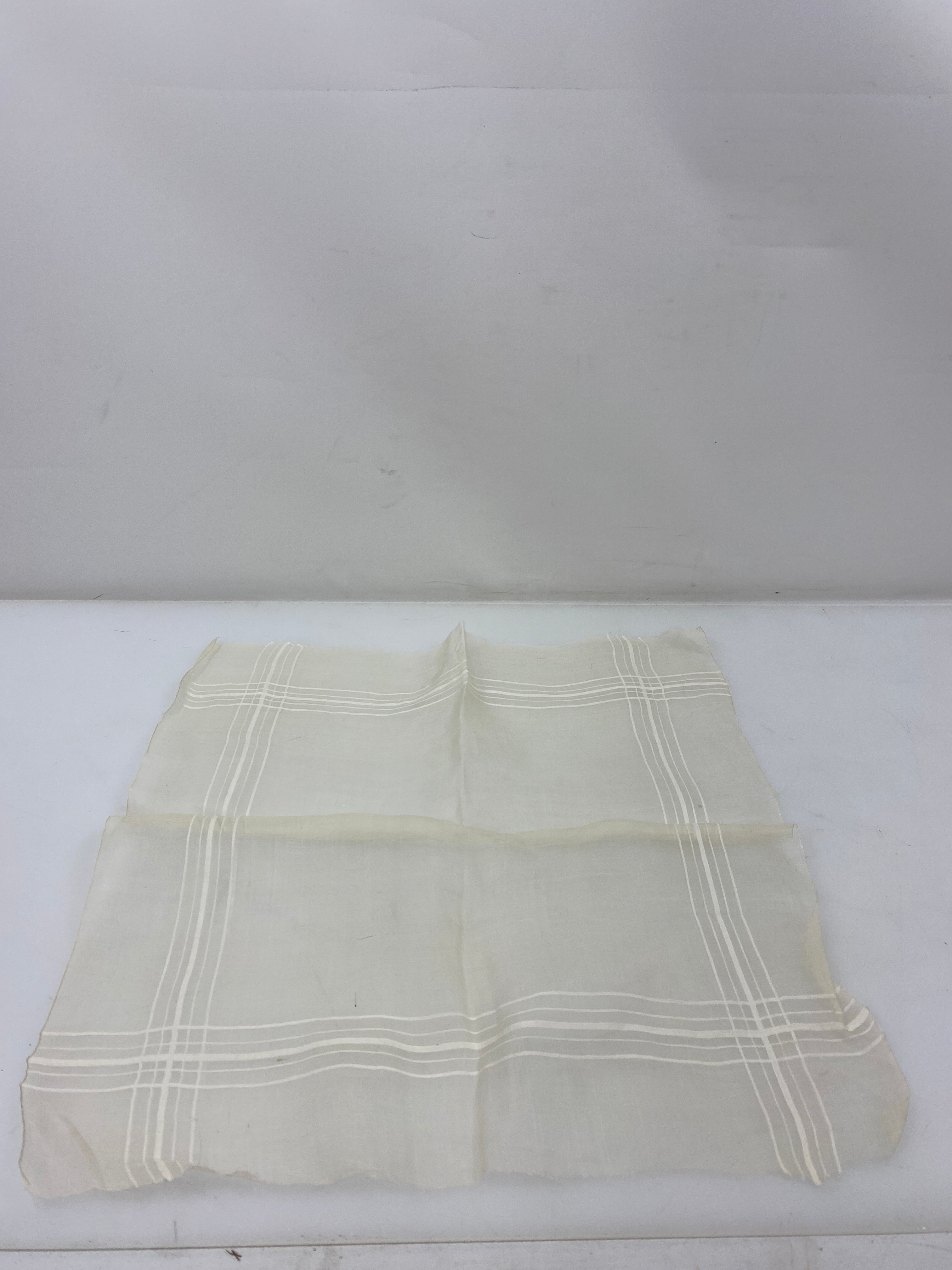 Vintage 1900s Sheer Linen Handkerchief with Stripe Details