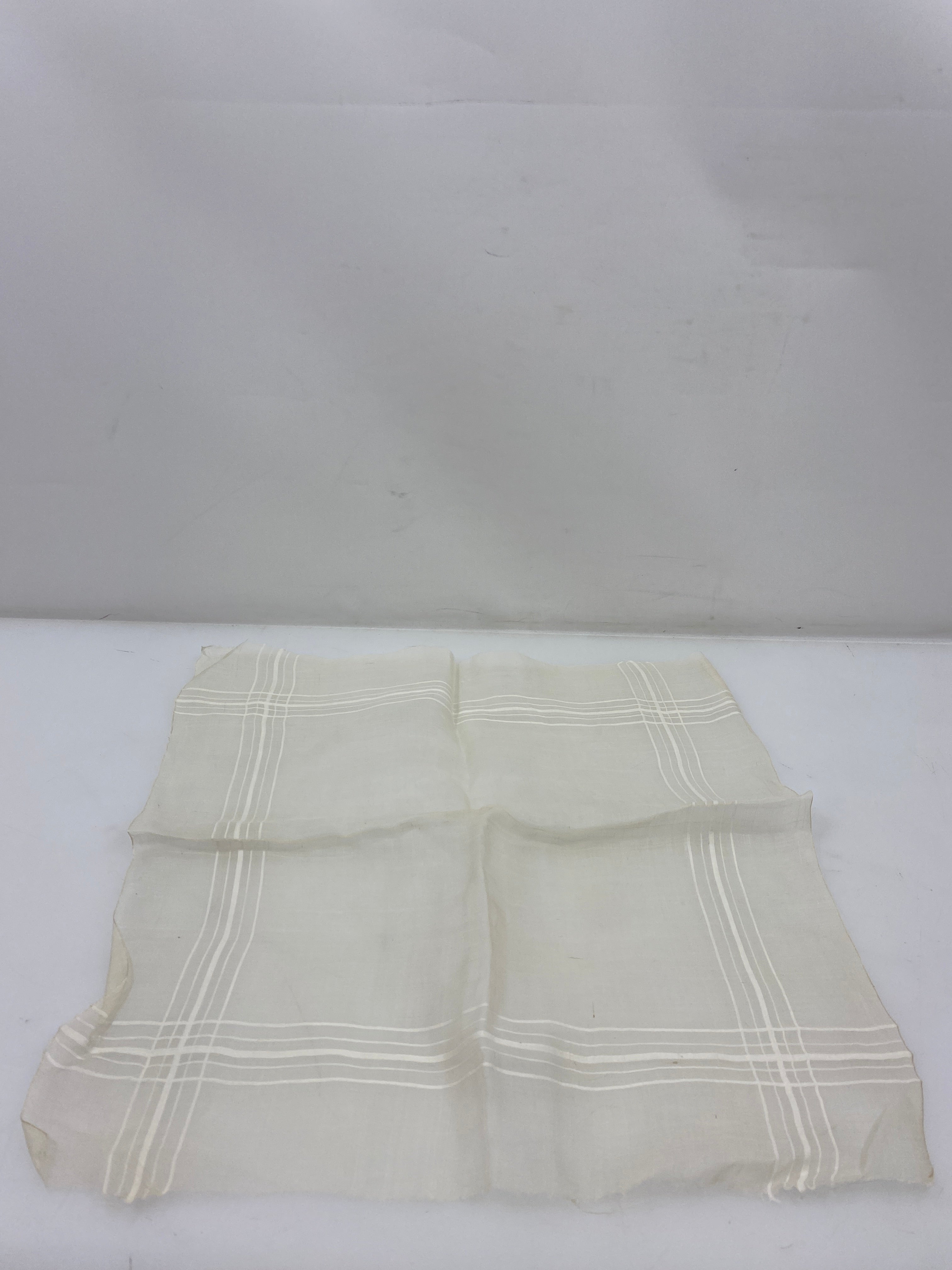 Vintage 1900s Sheer Linen Handkerchief with Stripe Details