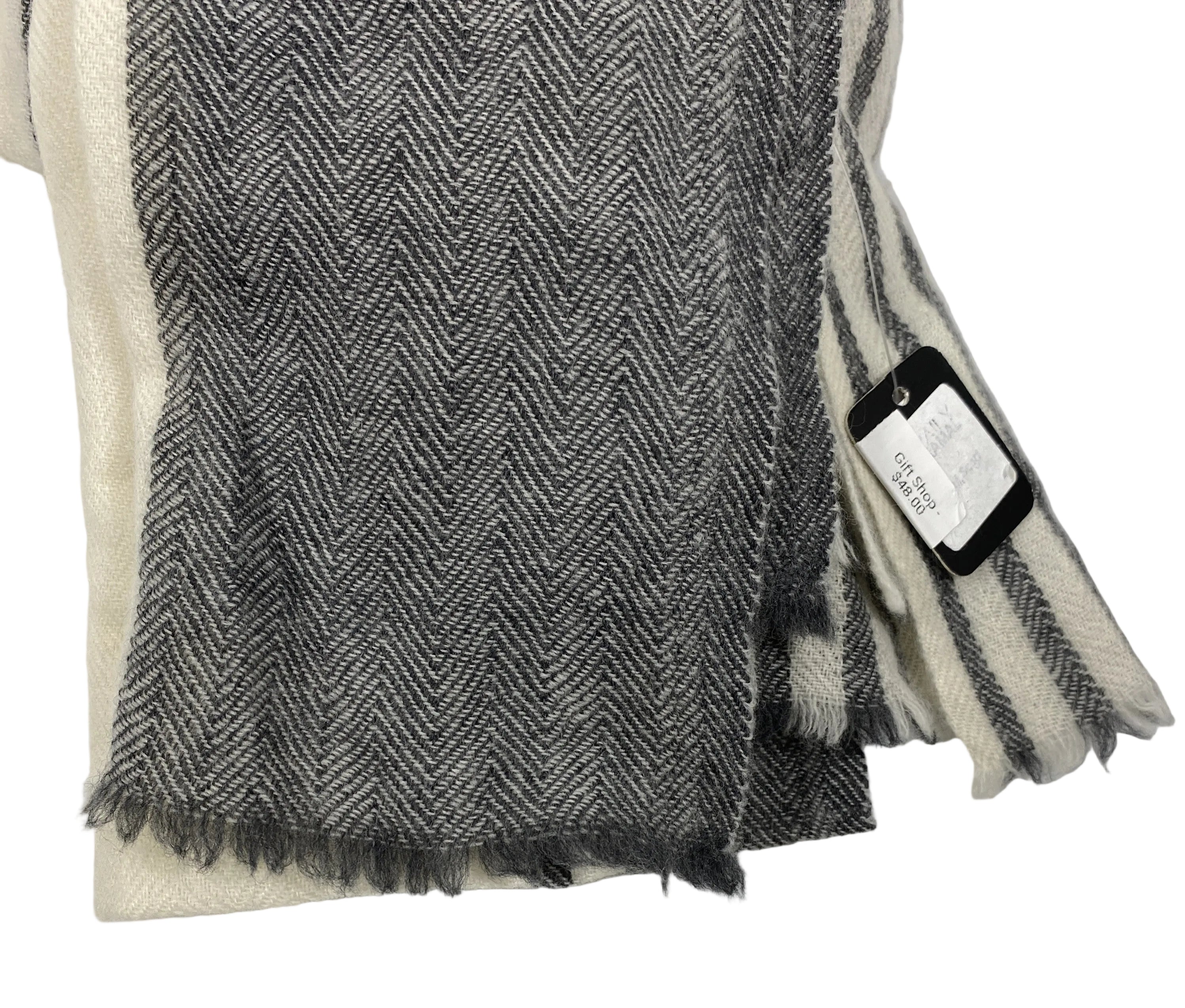 Asian Eye Gray and White Wool Scarf
