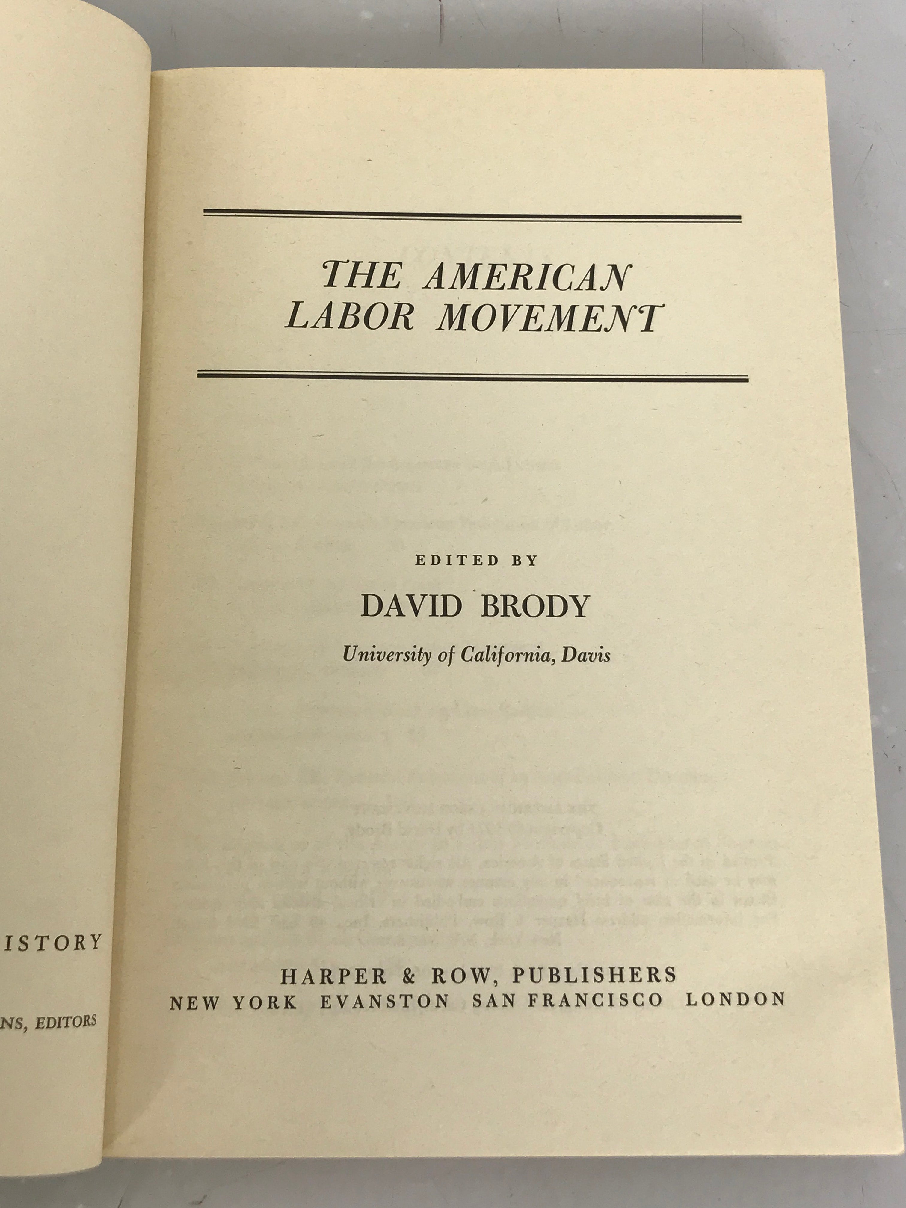 Lot of 2 David Brody Books: The American Labor Movement (1971) and Labor In Crisis the Steel Strike of 1919 (First Edition, 1965) SC