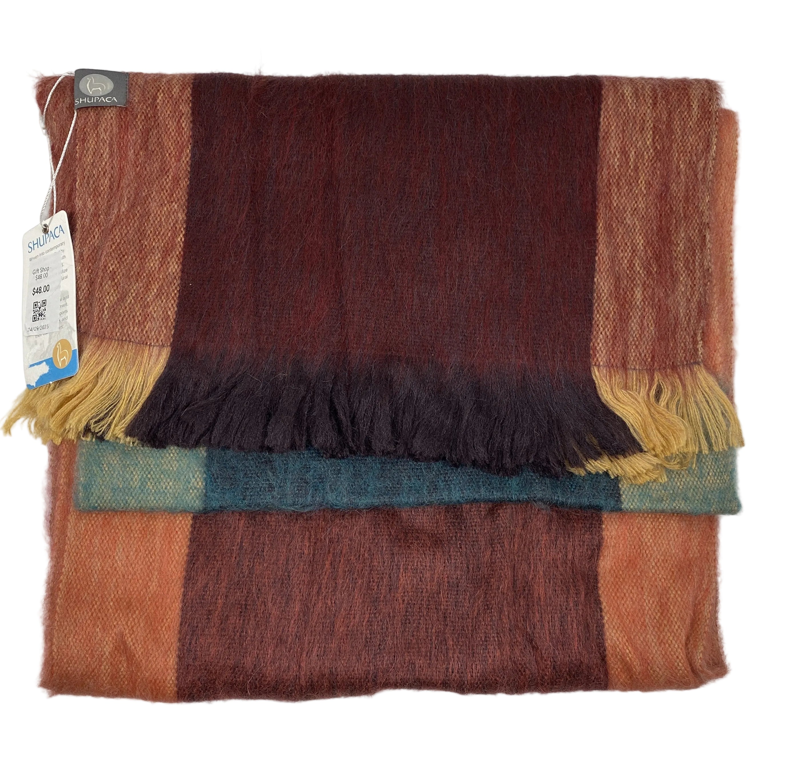 Shupaca Alpaca Plaid Sangria Scarf