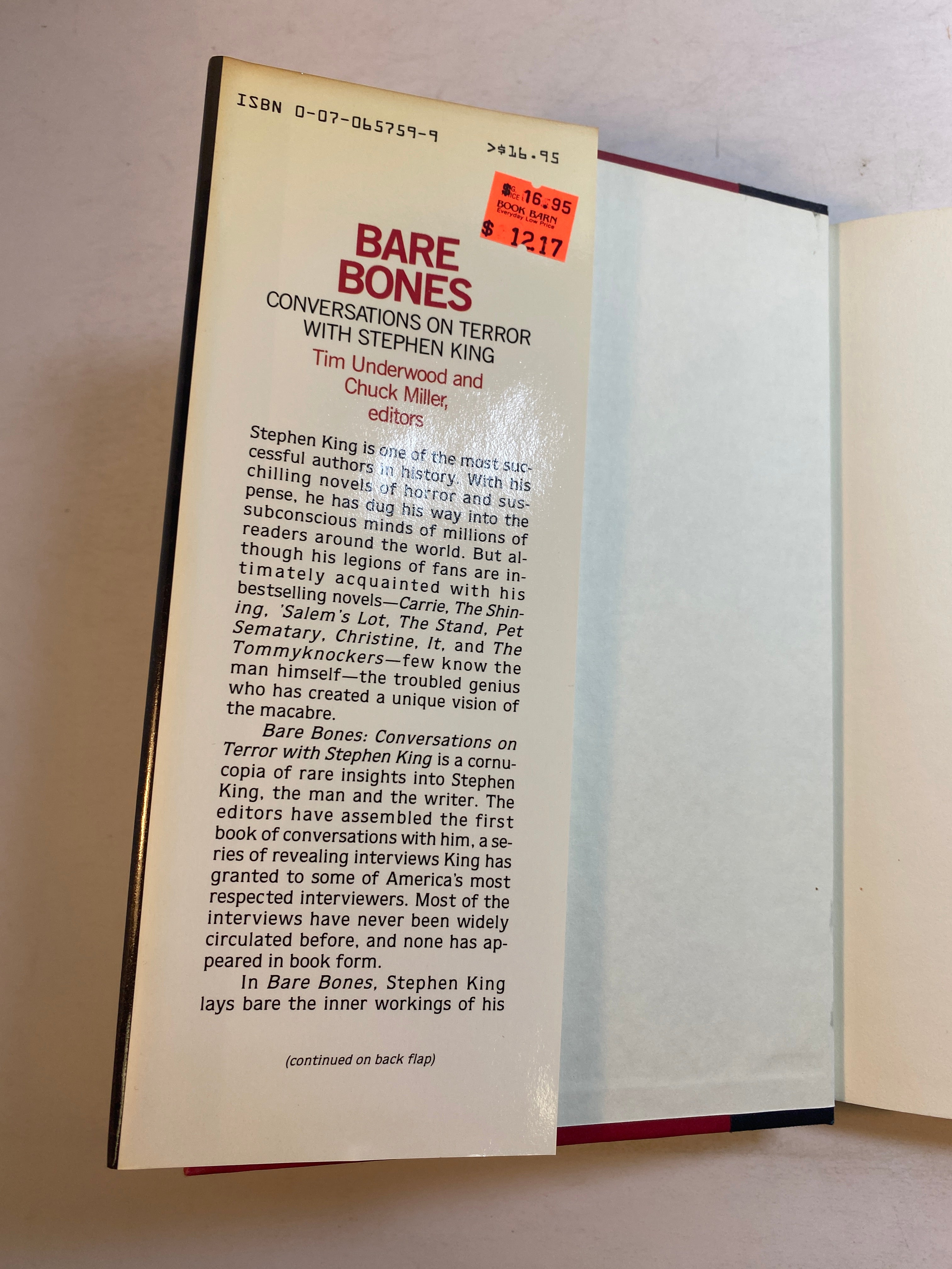 Bare Bones Stephen King HCDJ 1988