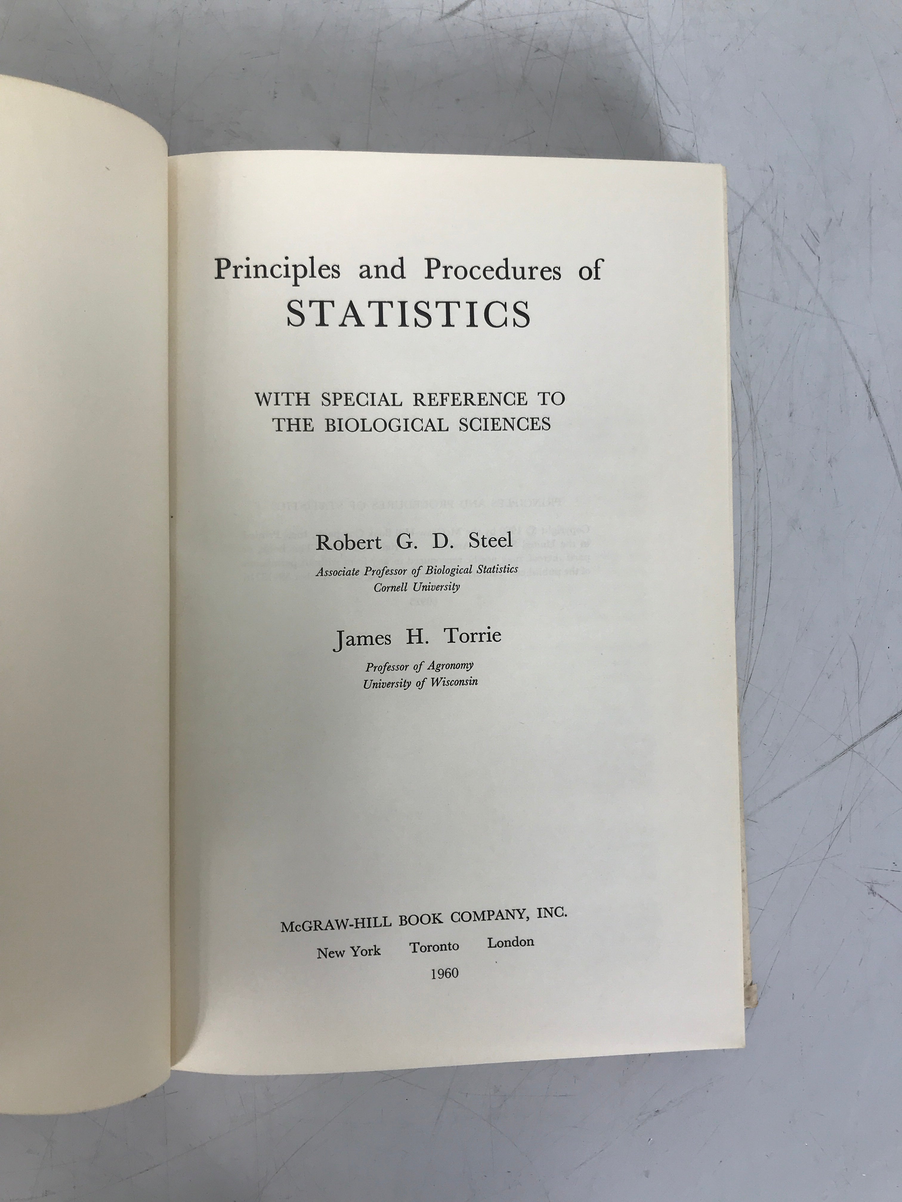 Principles and Procedures of Statistics Steel/Torrie 1960 HC DJ