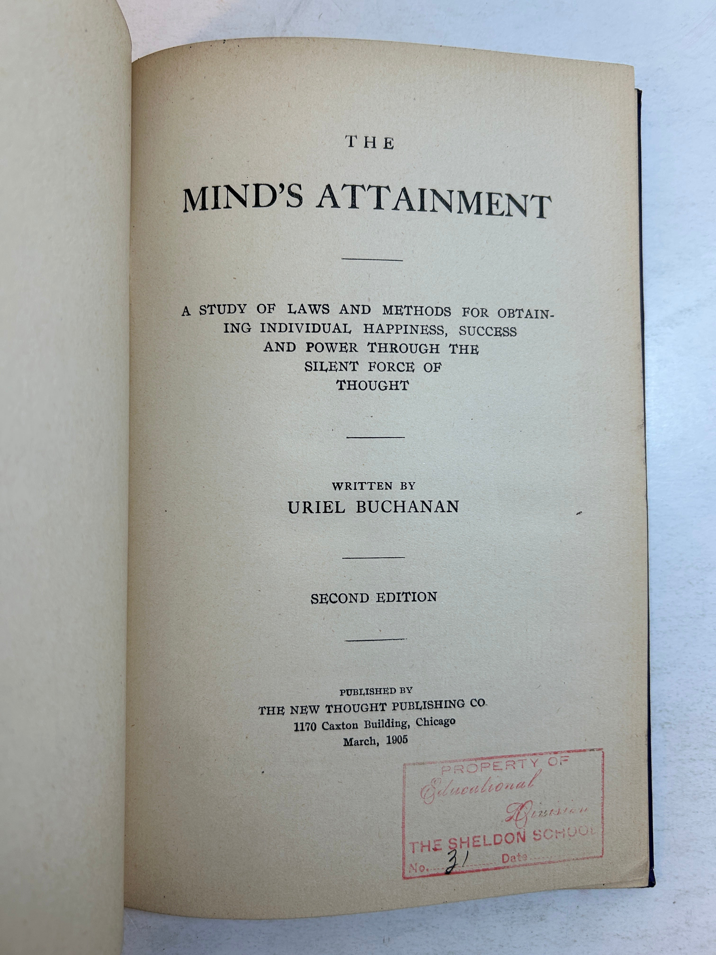 The Mind's Attainment by Uriel Buchanan 1902 HC