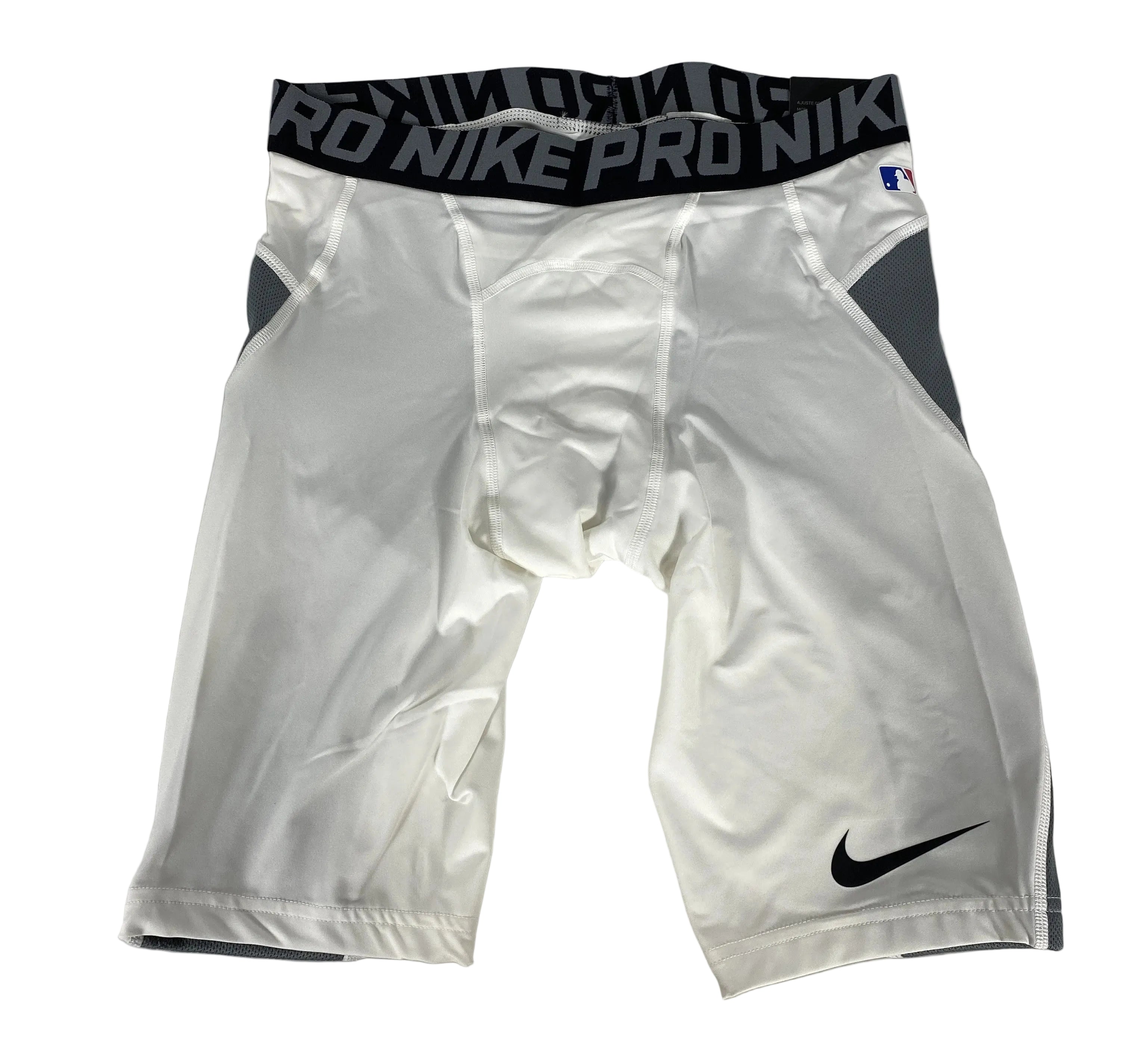 Nike White and Grey Padded Pro Hyperstrong Tight Fit Baseball Sliding Shorts Size M