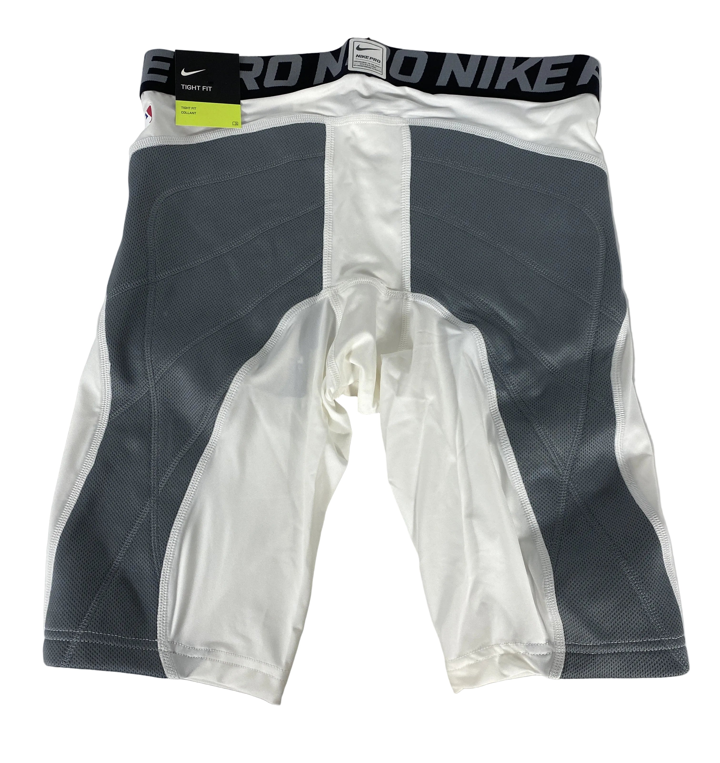 Nike White and Grey Padded Pro Hyperstrong Tight Fit Baseball Sliding Shorts Size M