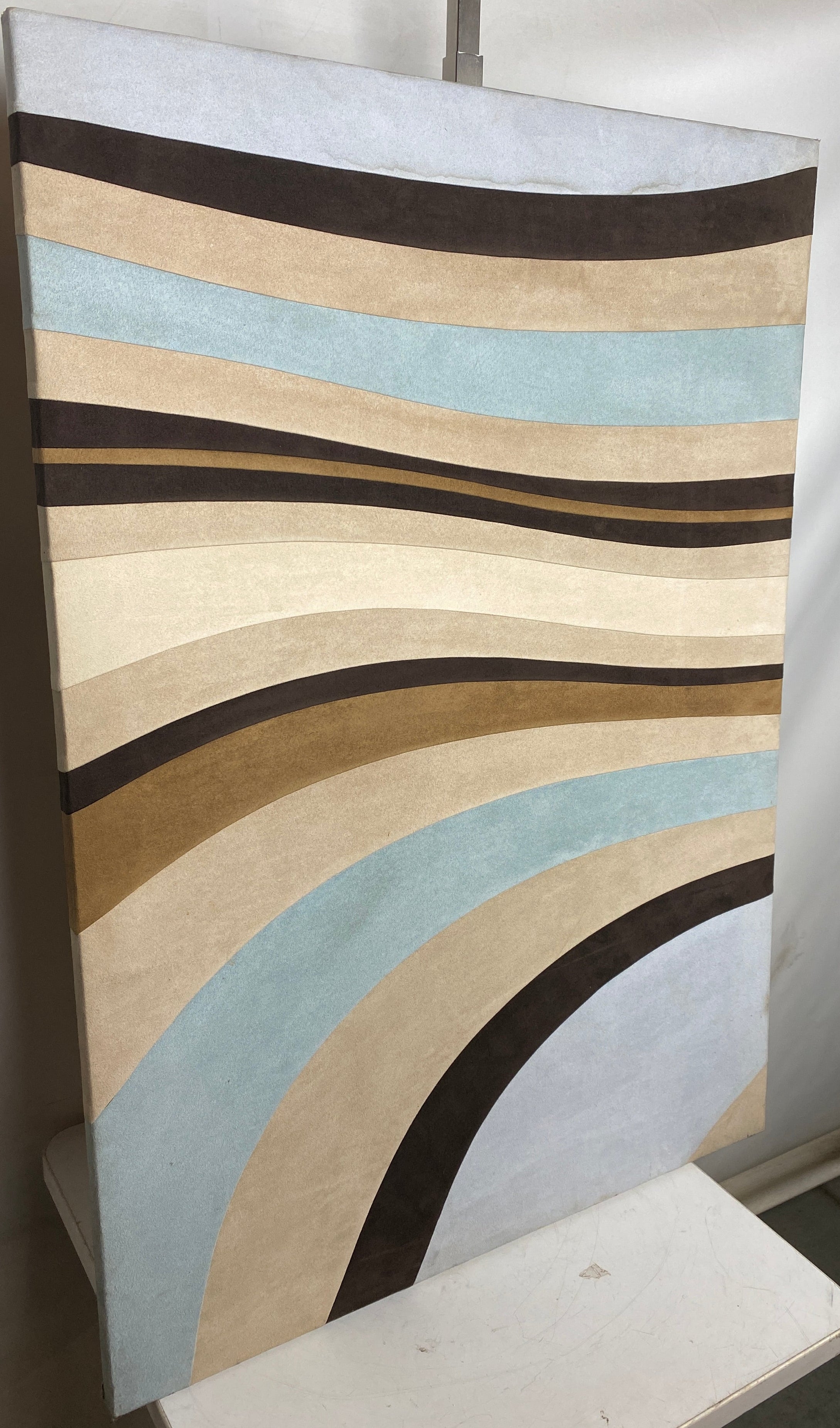 Vintage Ultrasuede Abstract Wall Art Panel Mid Century Modern Wave Design