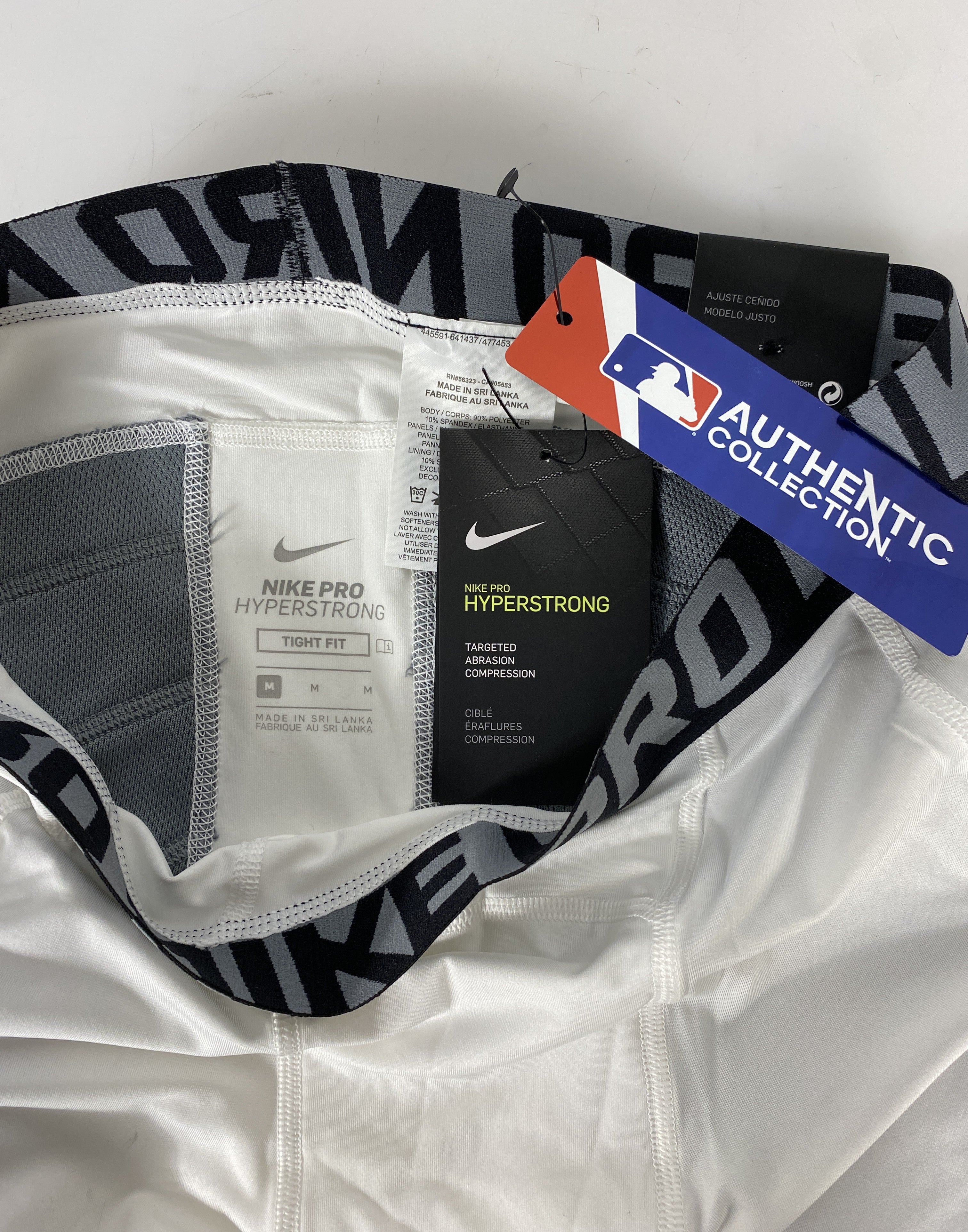 Nike White and Grey Padded Pro Hyperstrong Tight Fit Baseball Sliding Shorts Size M