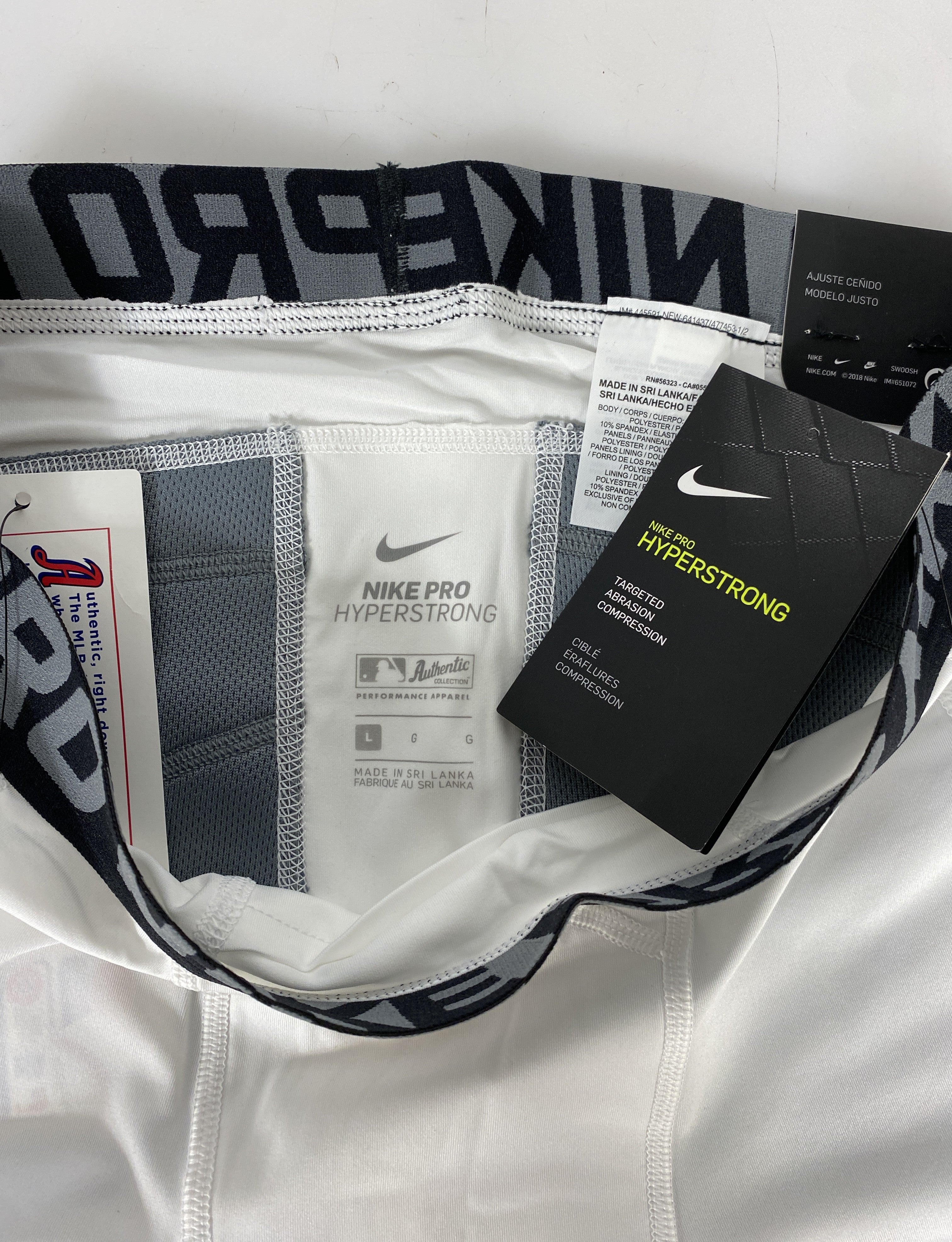 Nike White and Grey Padded Pro Hyperstrong Tight Fit Baseball Sliding Shorts Size L