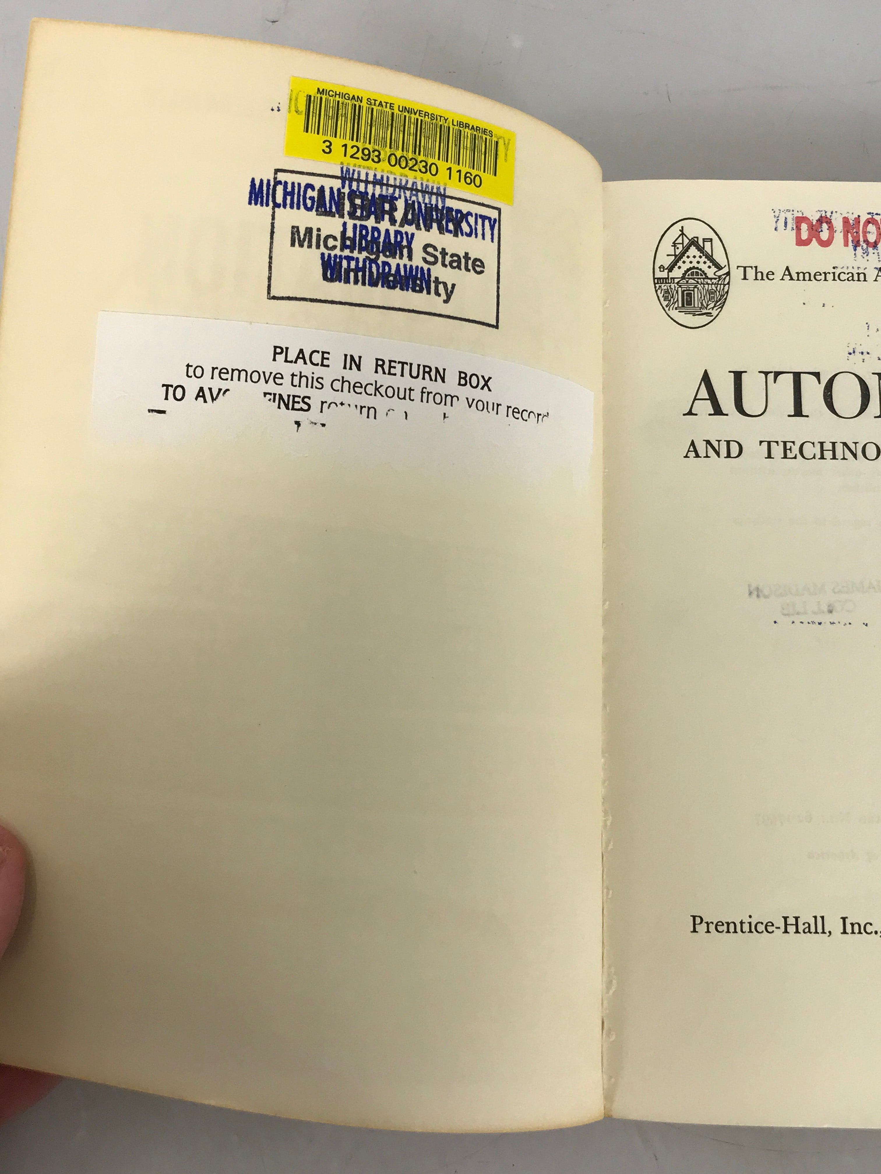 Automation and Technological Change John T. Dunlop The American Assembly 1962 SC