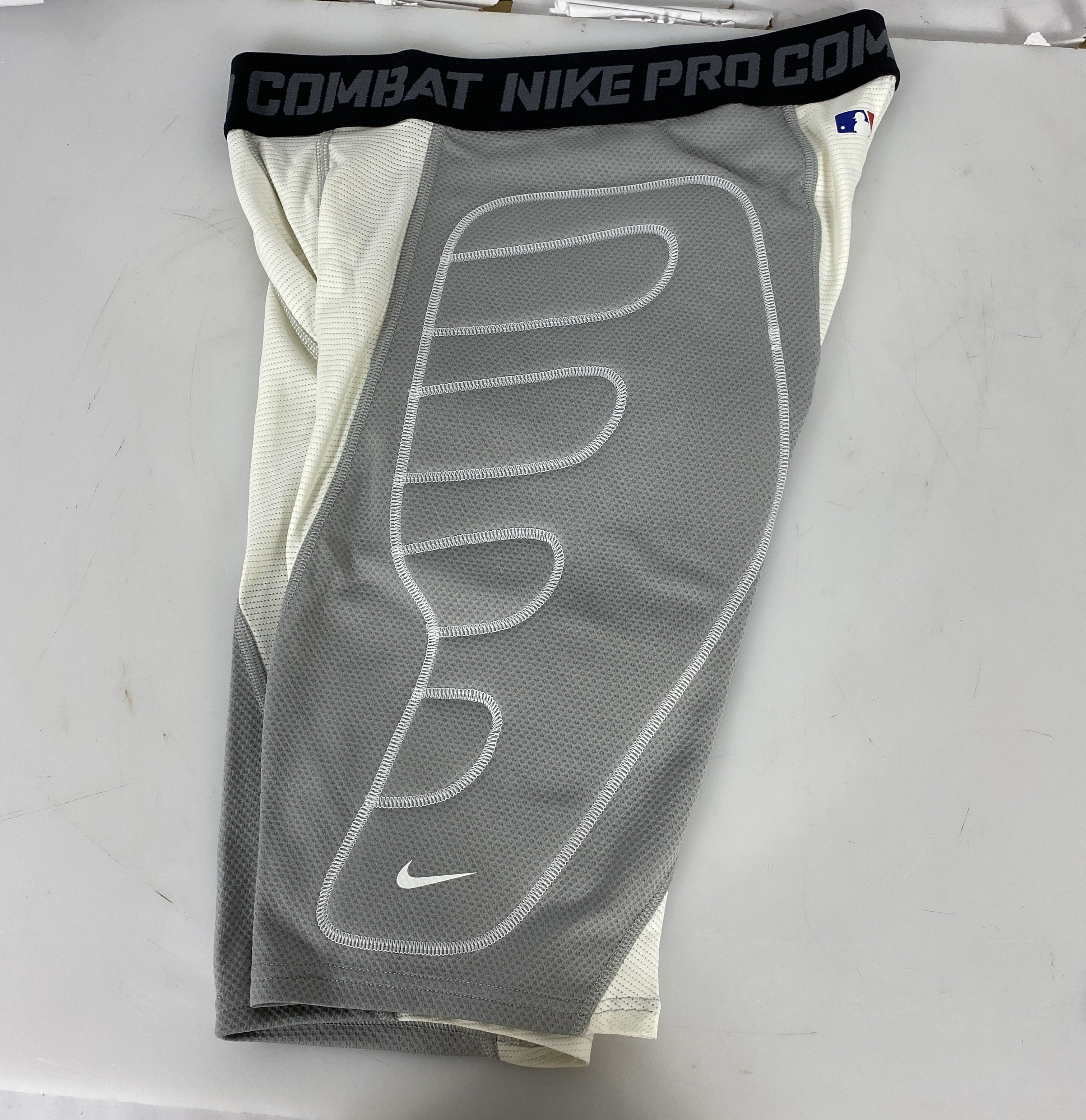Nike White and Grey Padded Pro Combat Dri-Fit Baseball Sliding Shorts Size XXL