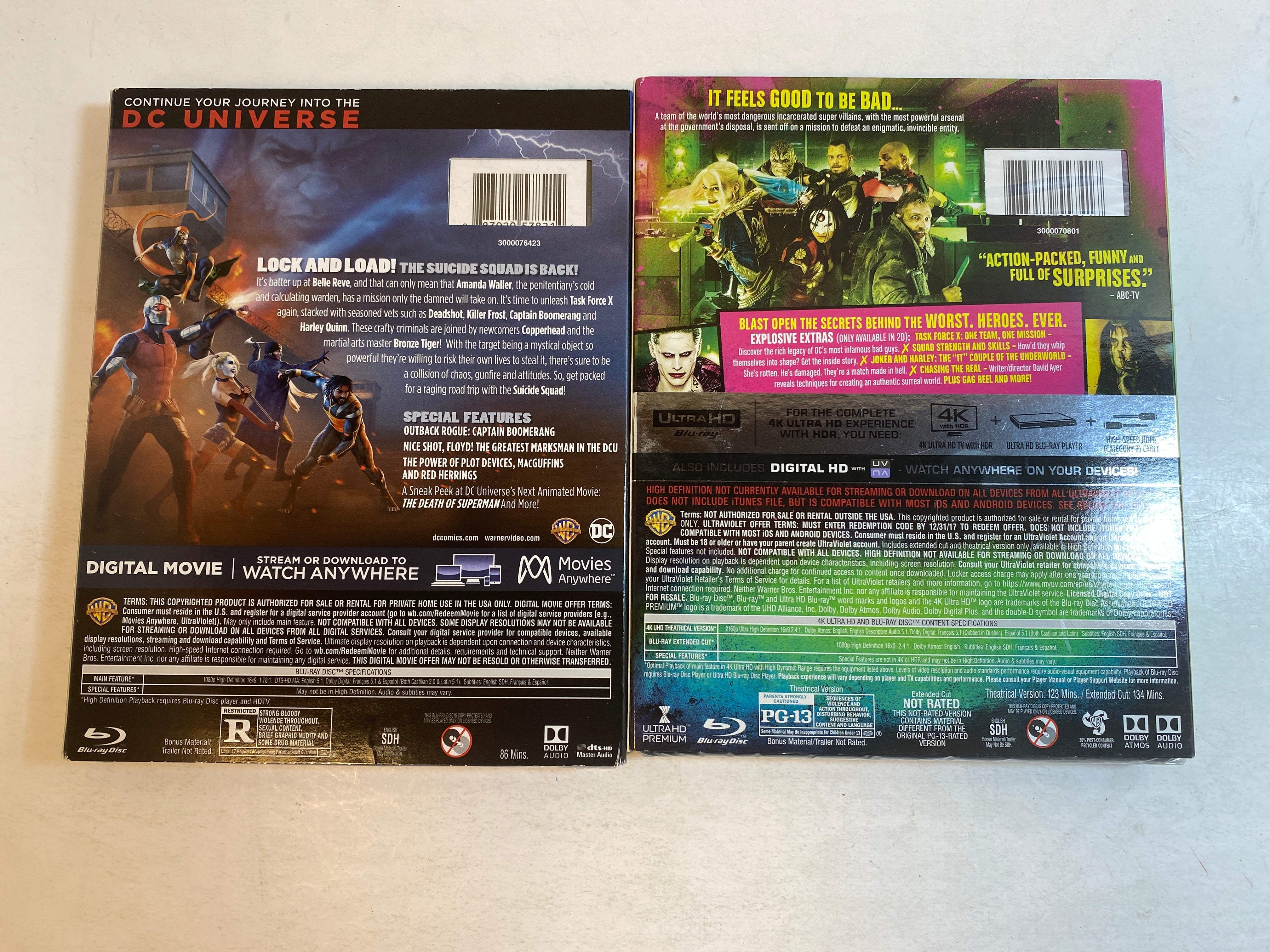 Lot of 2 Suicide Squad Blu Ray 2017 *New*