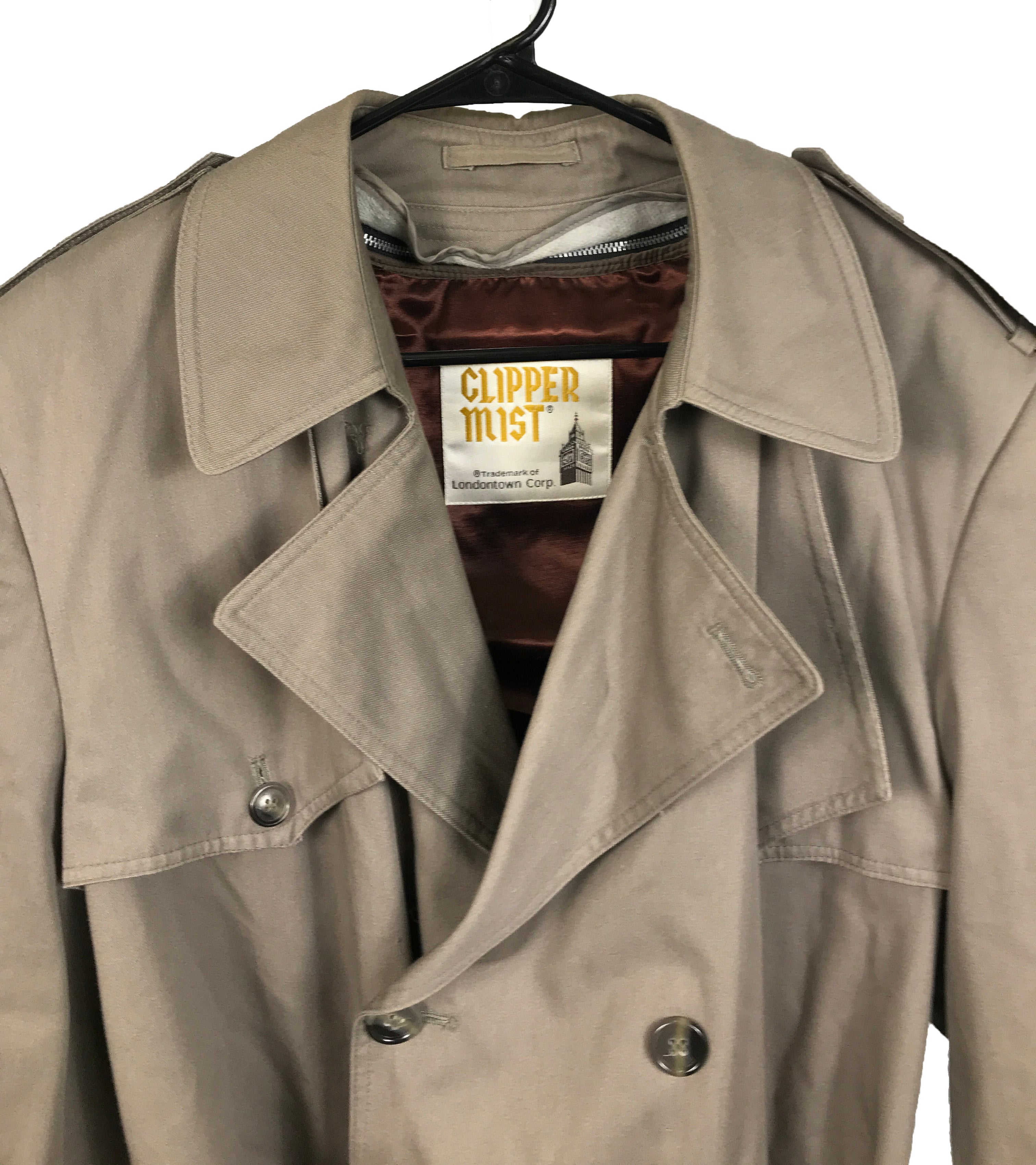 Vintage Clipper Mist Trench Coat Fleece Lined Heavyweight Brown Size 4 ...