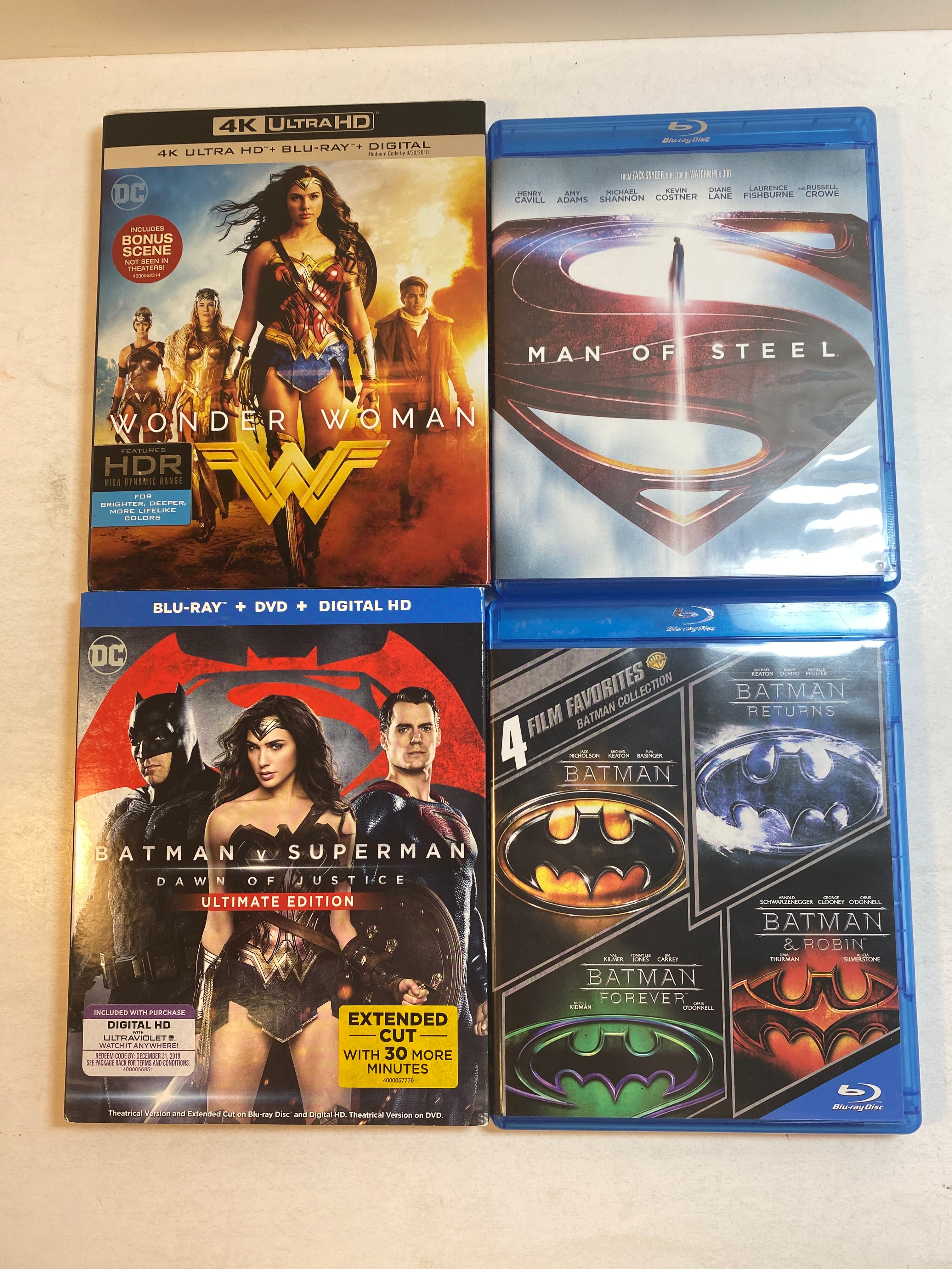Lot of 4 DC Comic Blu Ray Superman Batman Wonder Woman