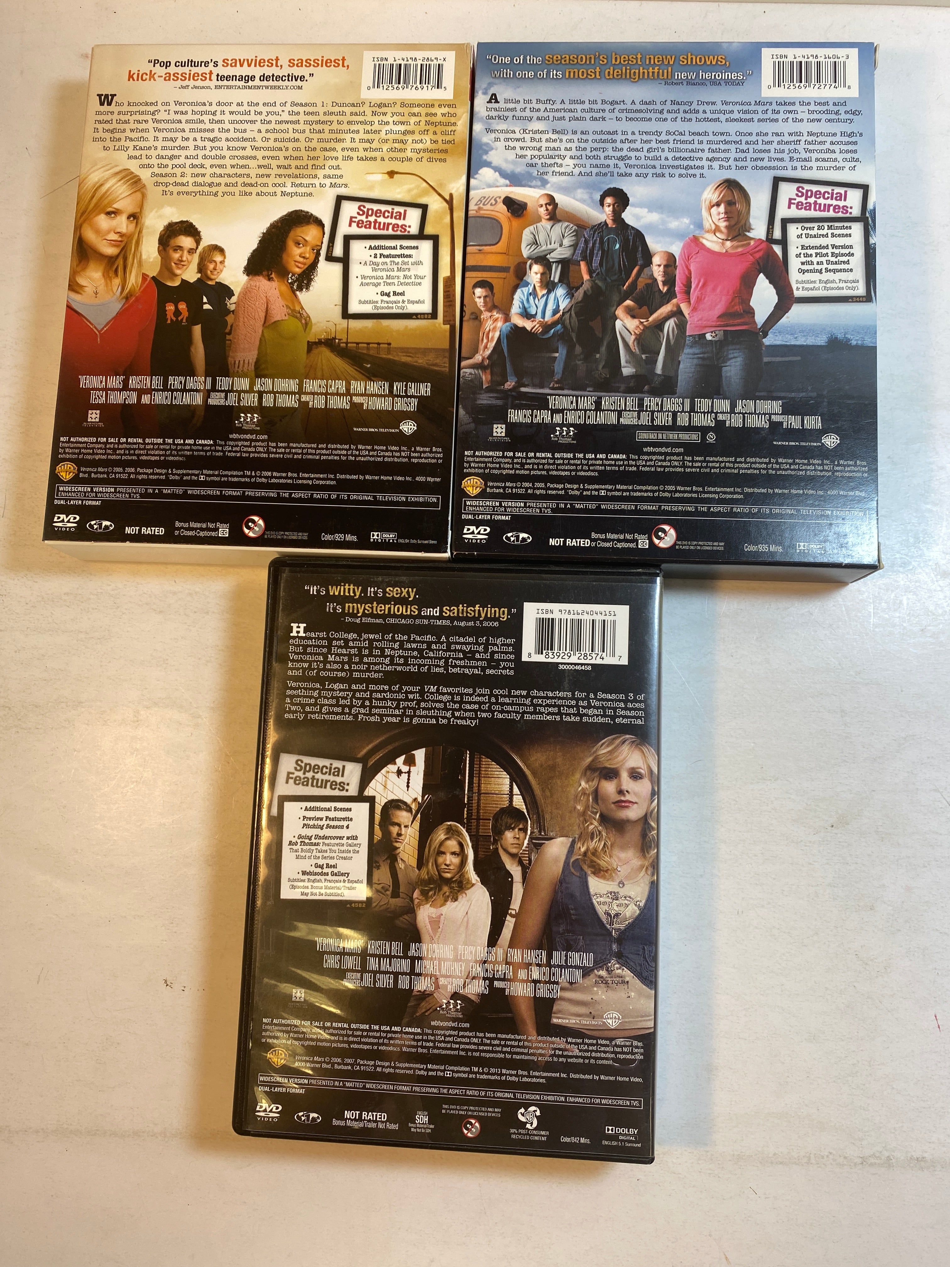 Lot of 3 Veronica Mars Seasons 1-3 DVD 2005-2007