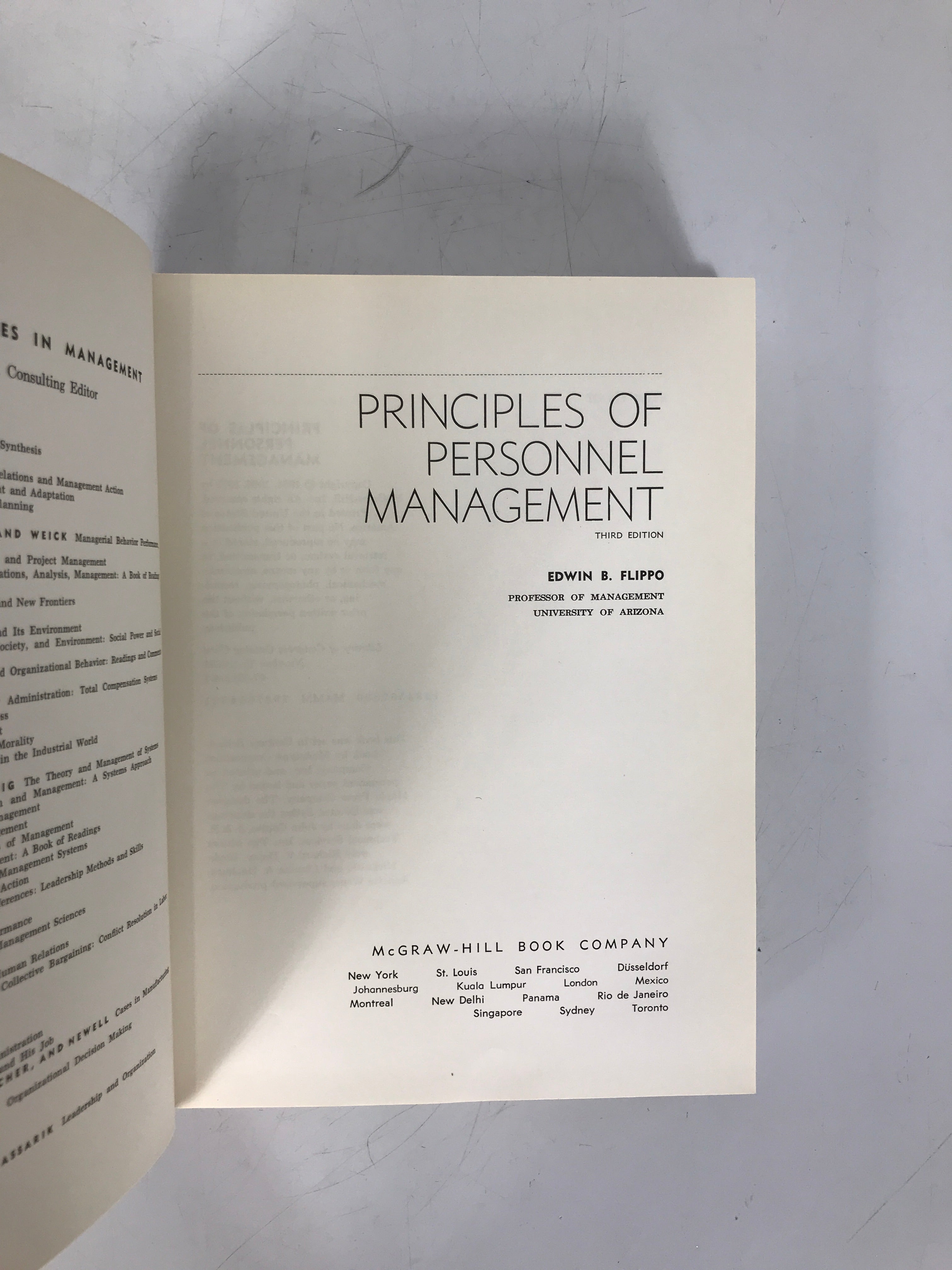 Principles of Personnel Management by Edwin Flippo Third Edition 1971 HC DJ