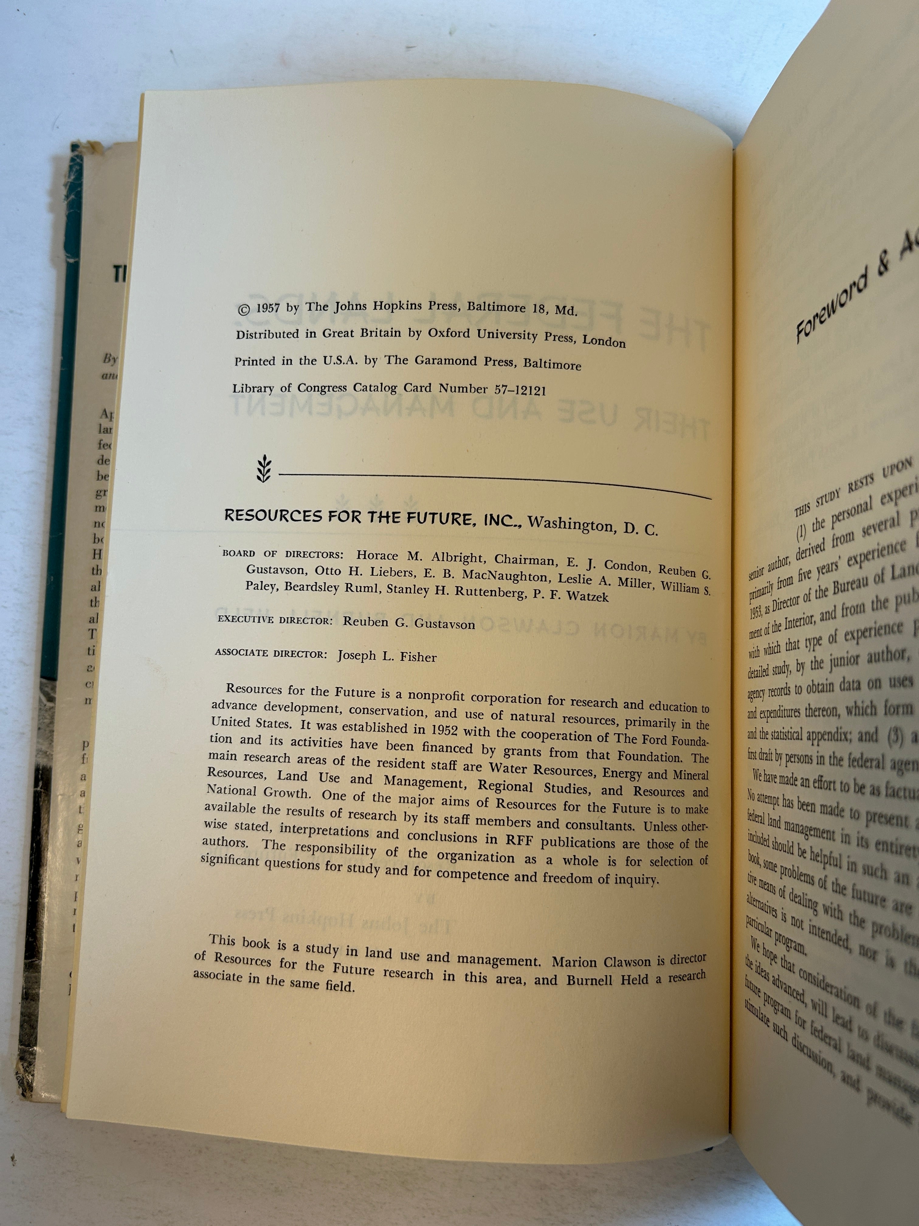 The Federal Lands by Clawson/Held Johns Hopkins 1957 HCDJ