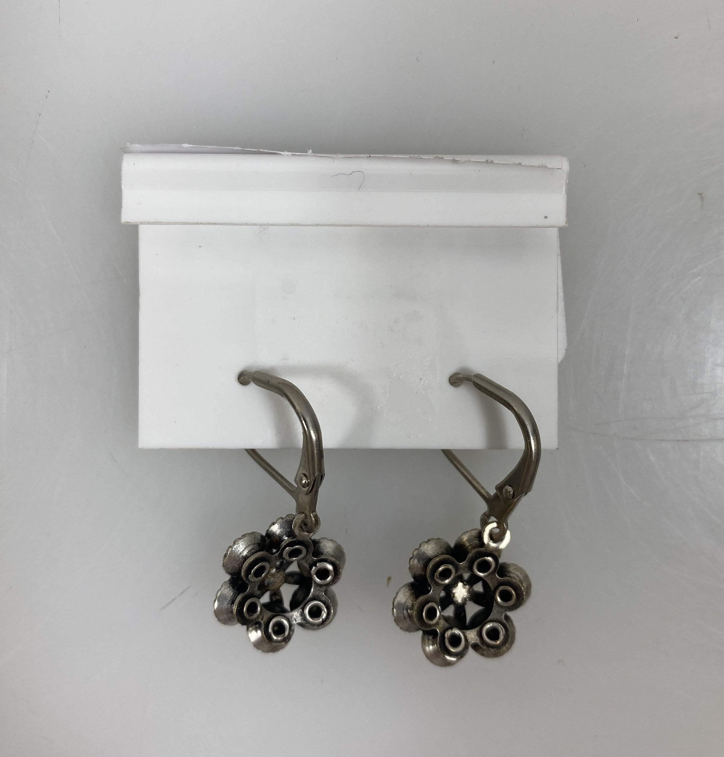Silver Blue Crystal Florette Earrings