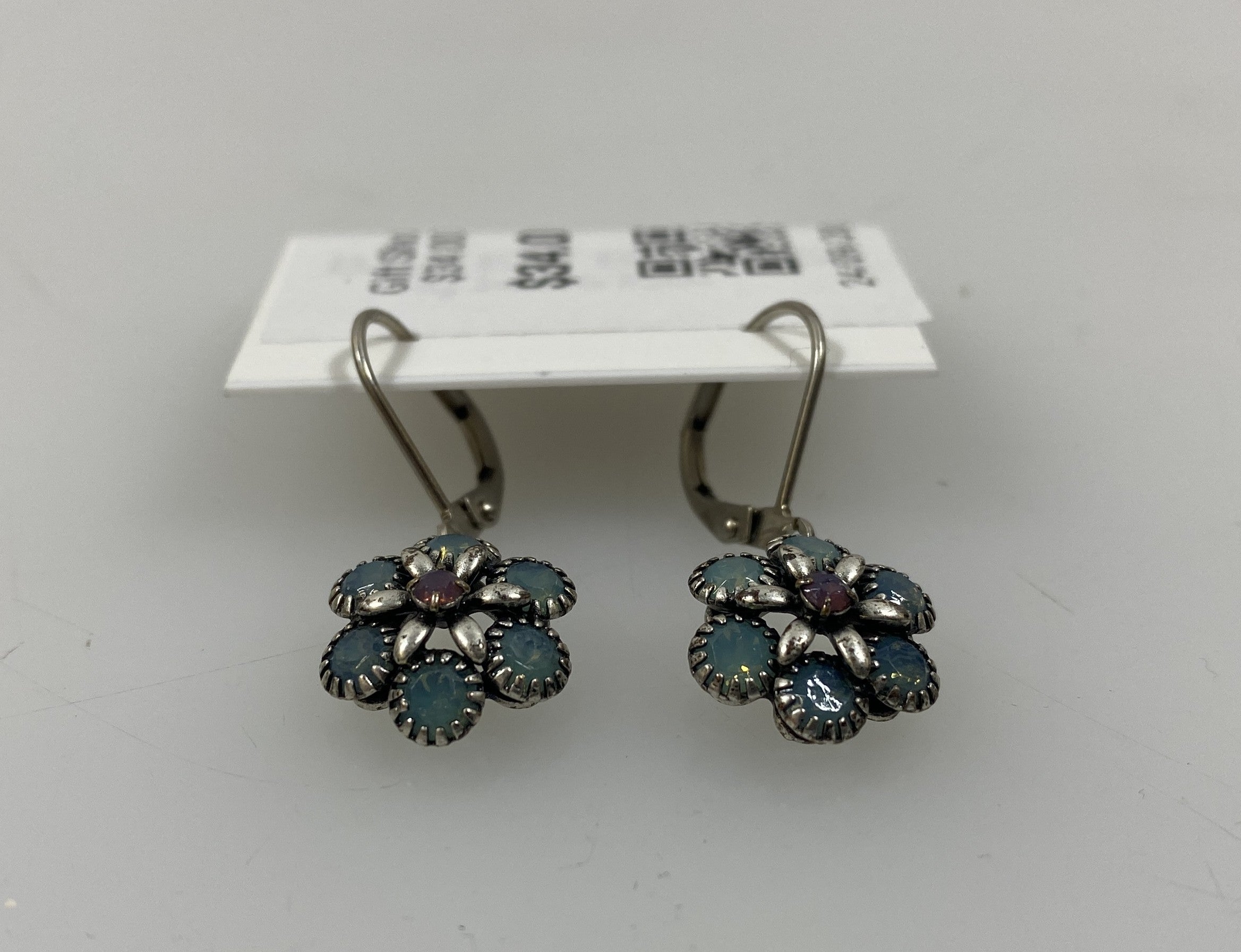 Silver Light Blue Crystal Florette Earrings