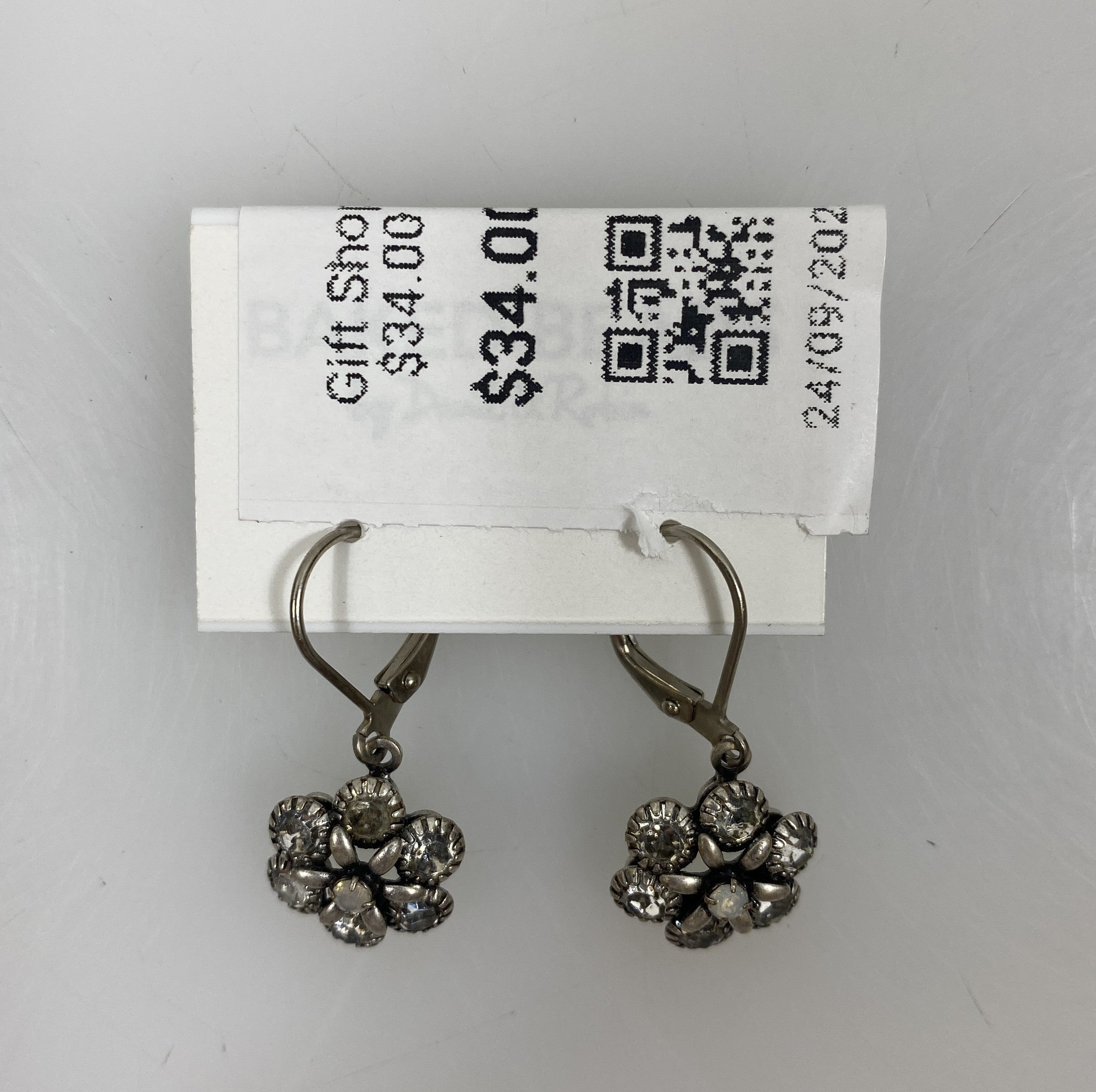 Silver White Crystal Florette Earrings