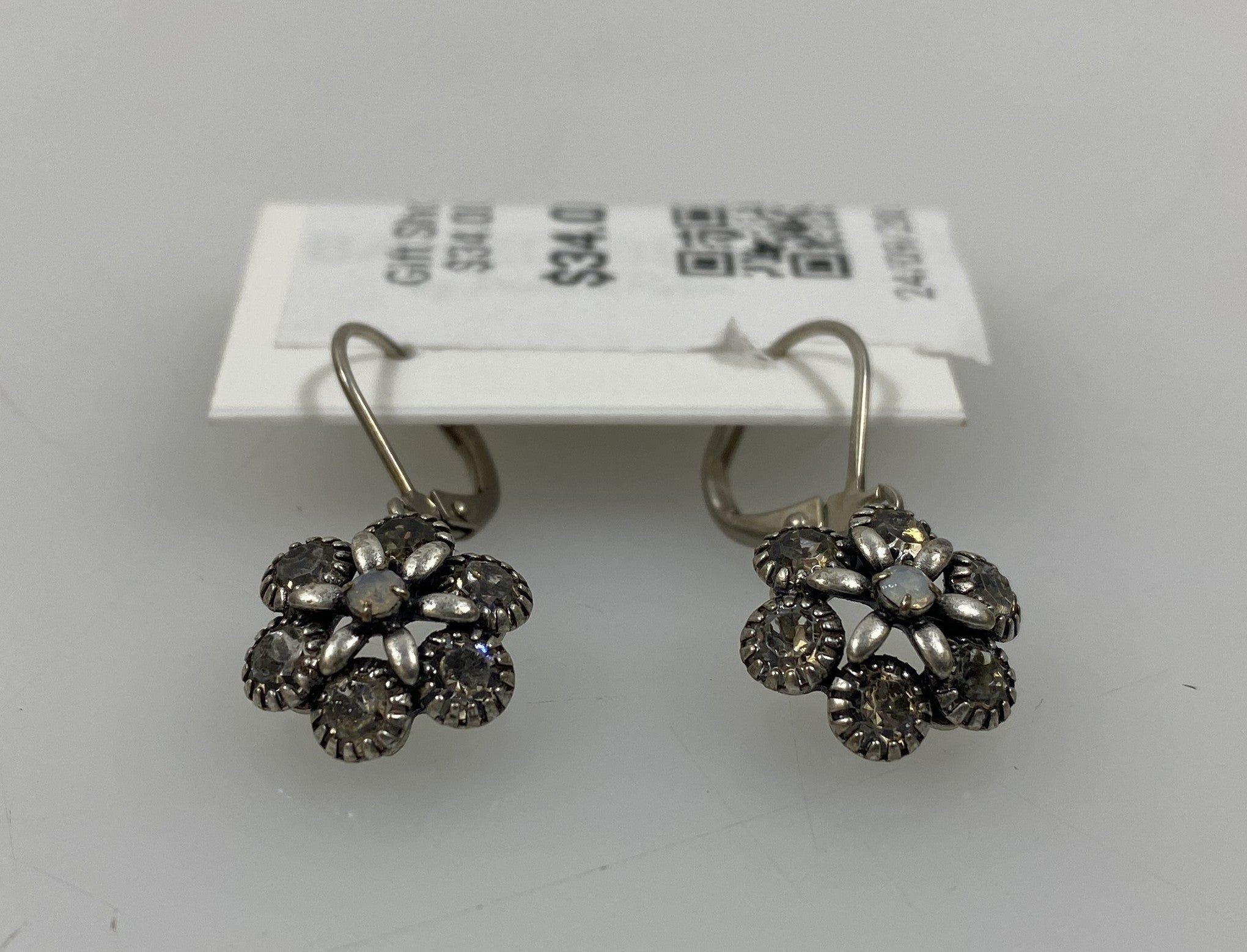 Silver White Crystal Florette Earrings