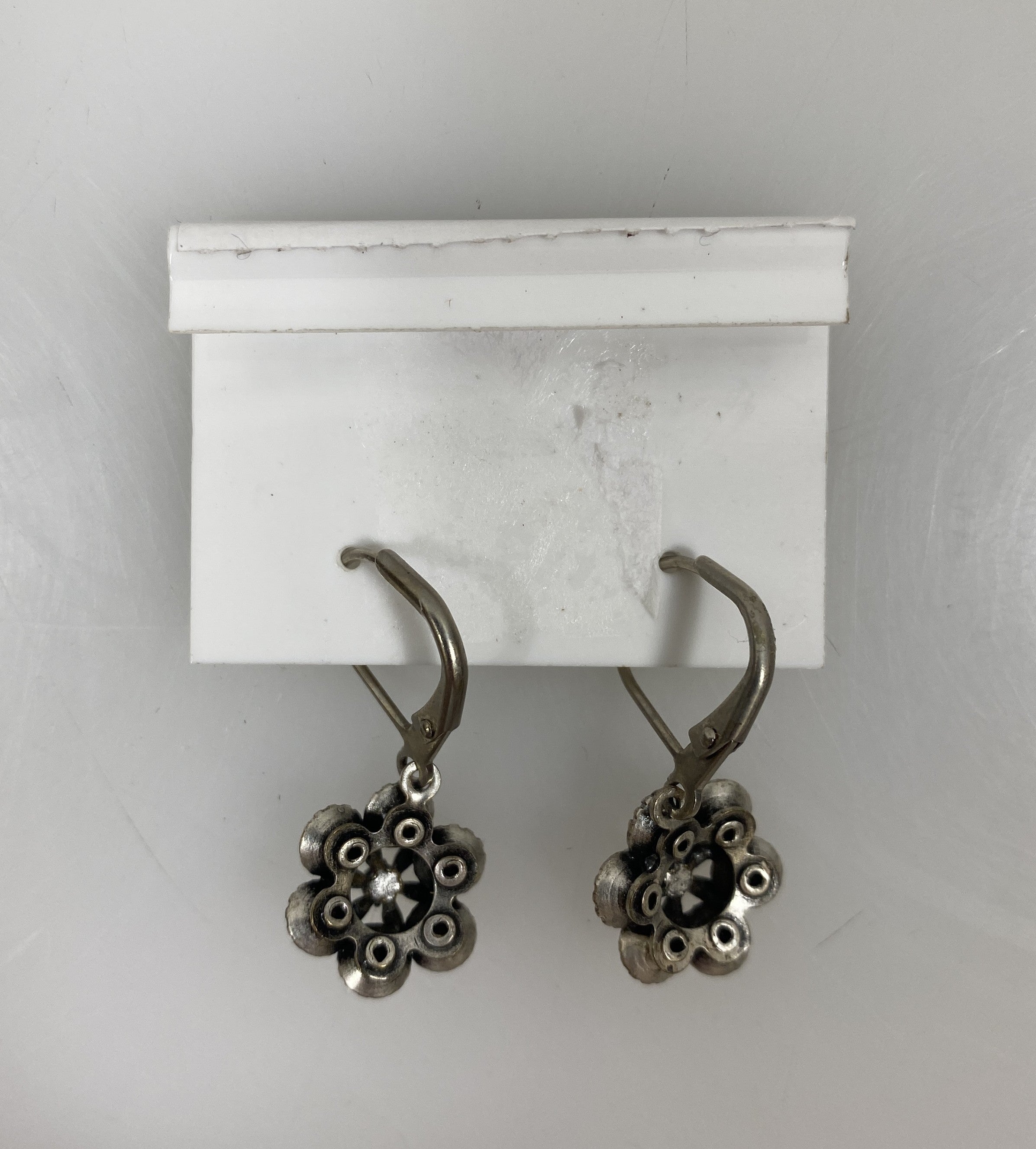 Silver Pink Crystal Florette Earrings