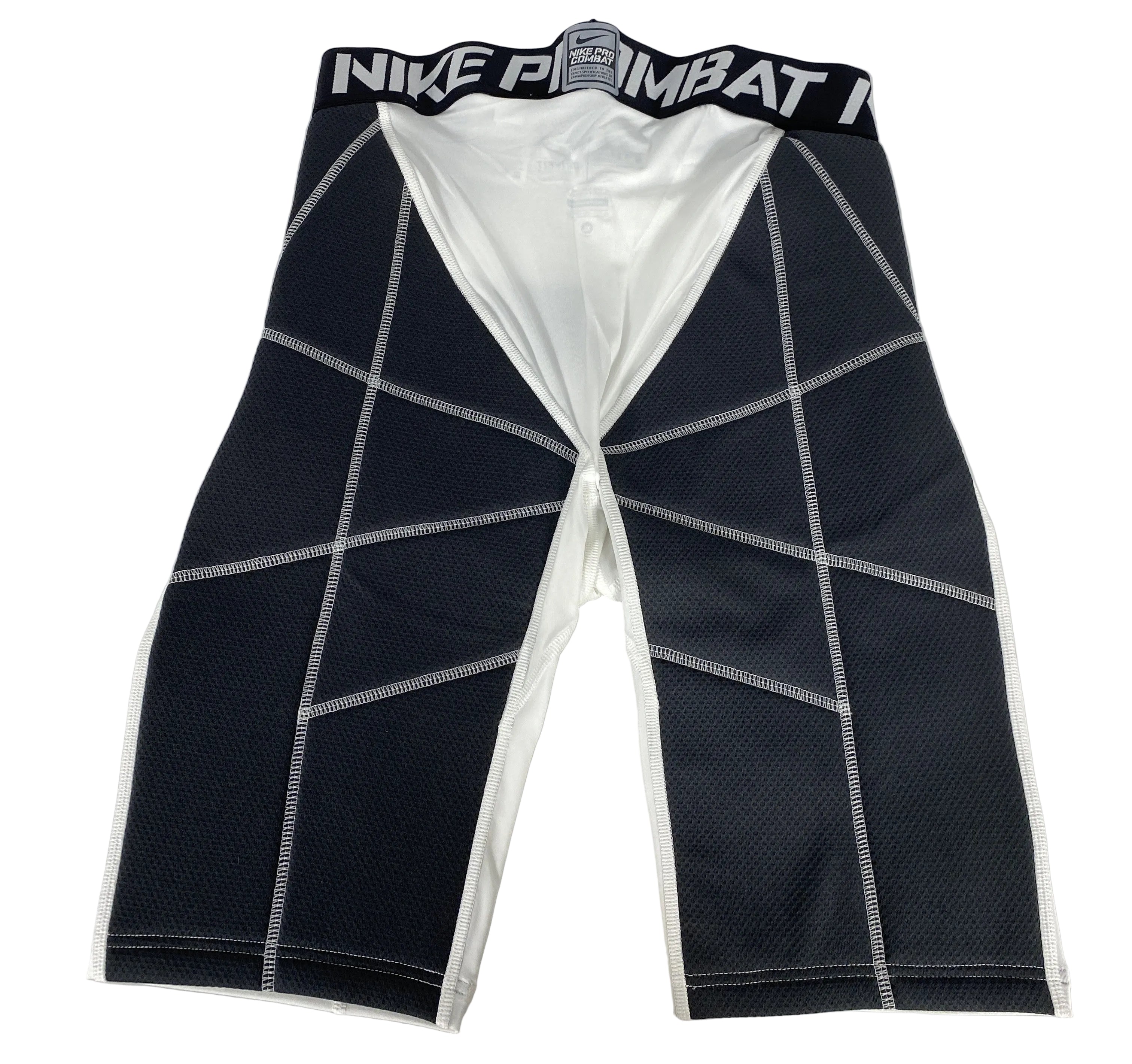 Nike White and Dark Grey Padded Pro Combat Dri-Fit Baseball Sliding Shorts Size XL