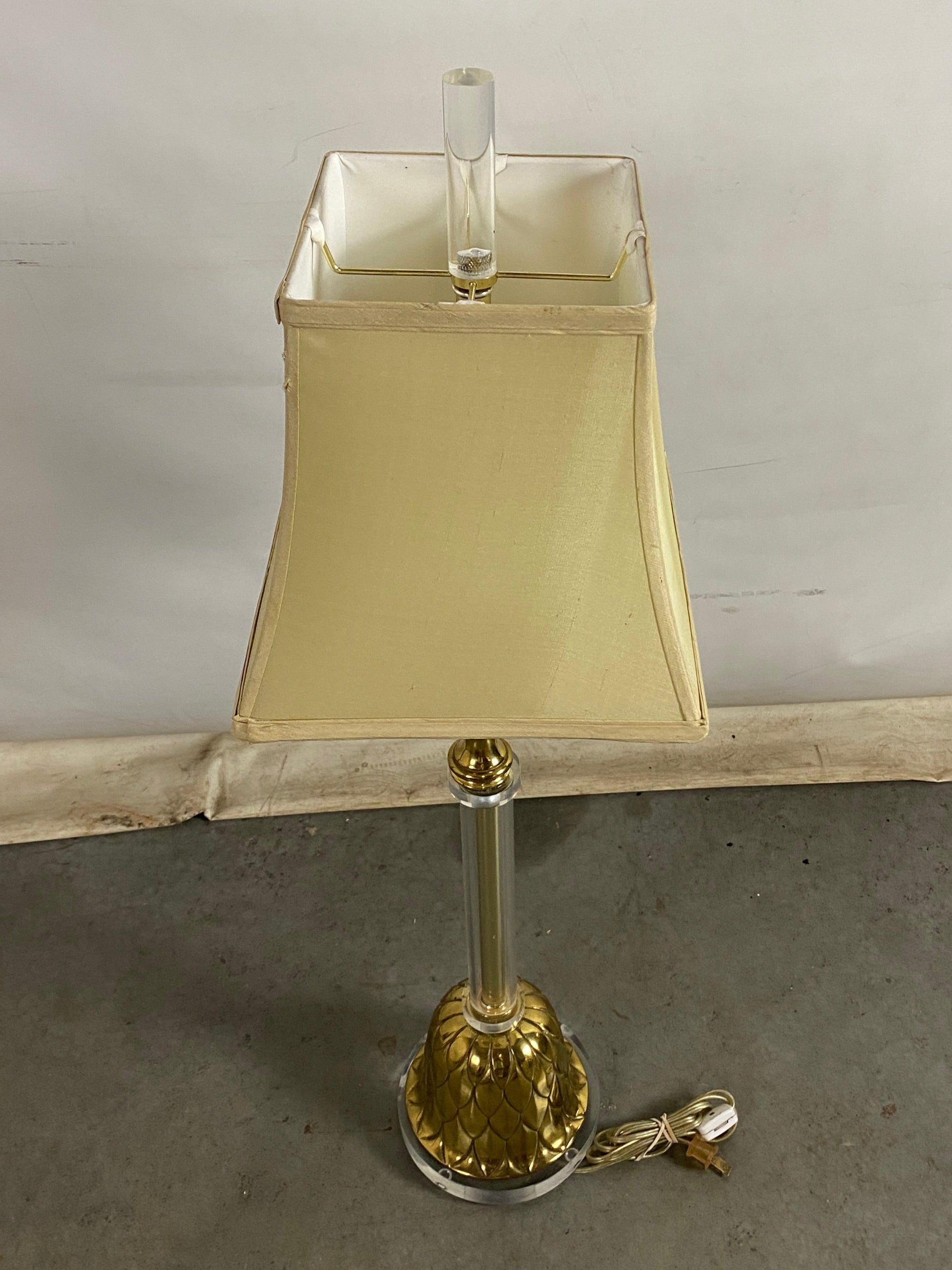 Glass Stem and Canvas Shade Lamp