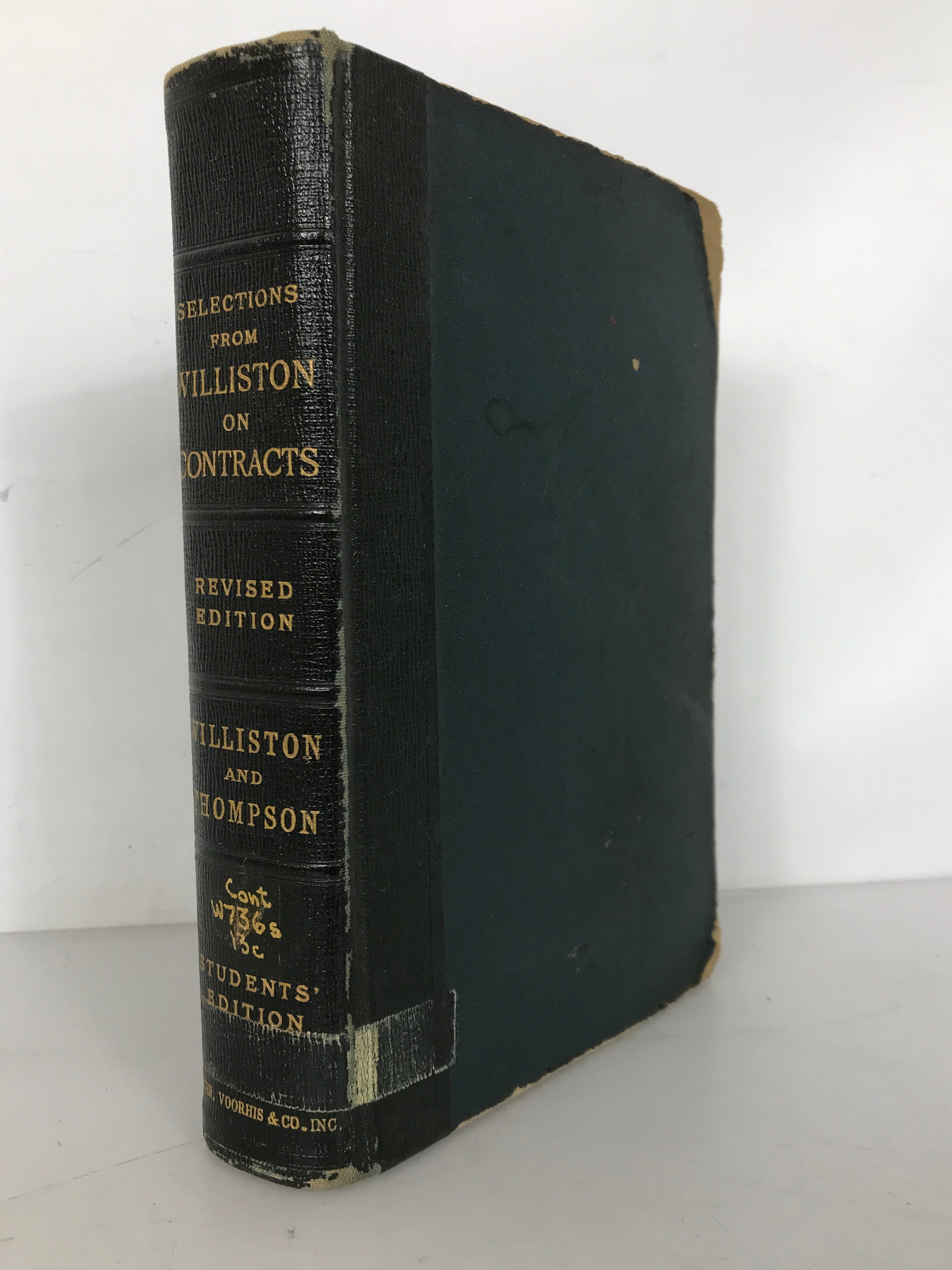 Selections from Williston's Treatise on the Law of Contracts Revised 1938 HC