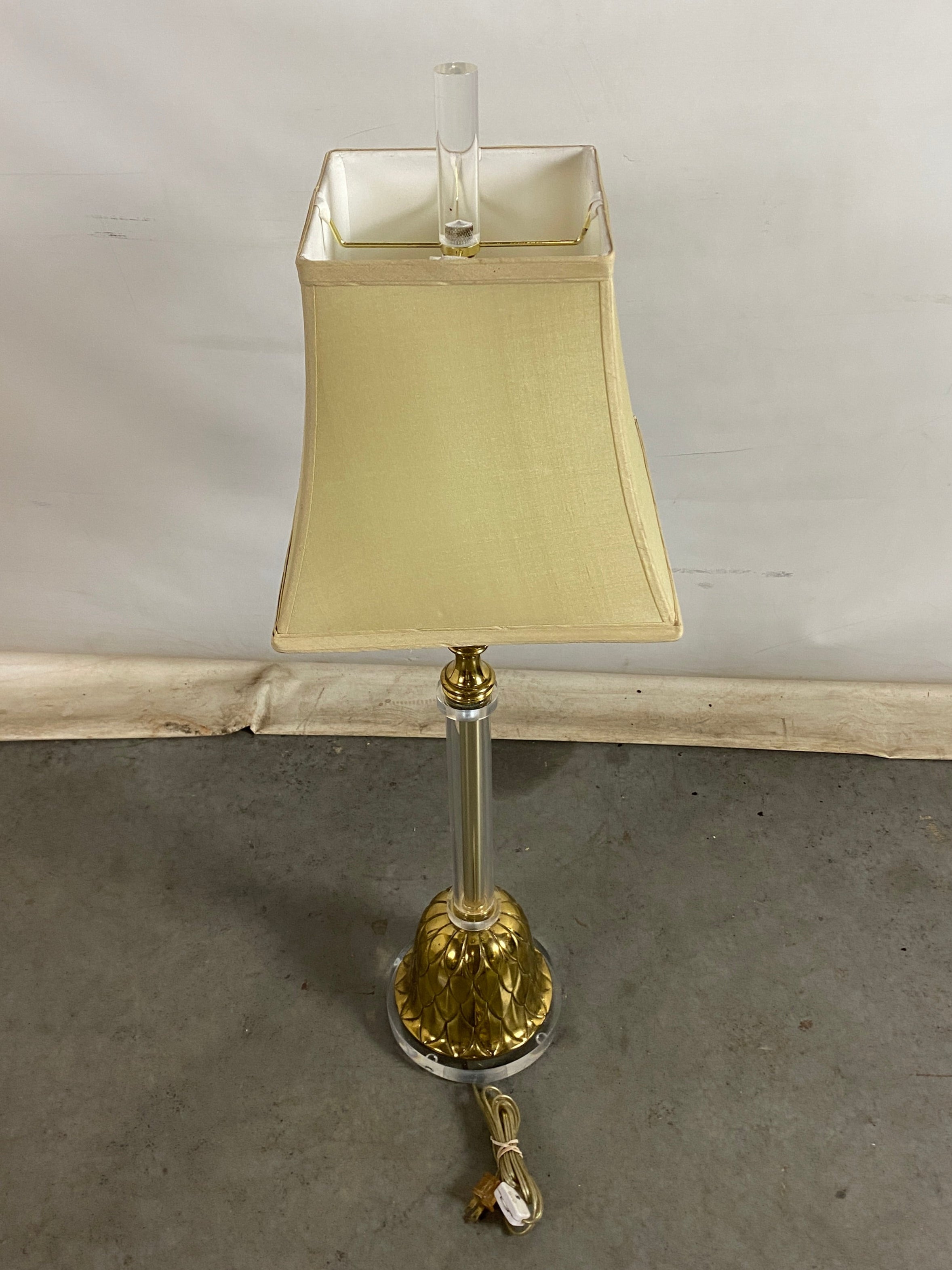 Glass Stem and Canvas Shade Lamp