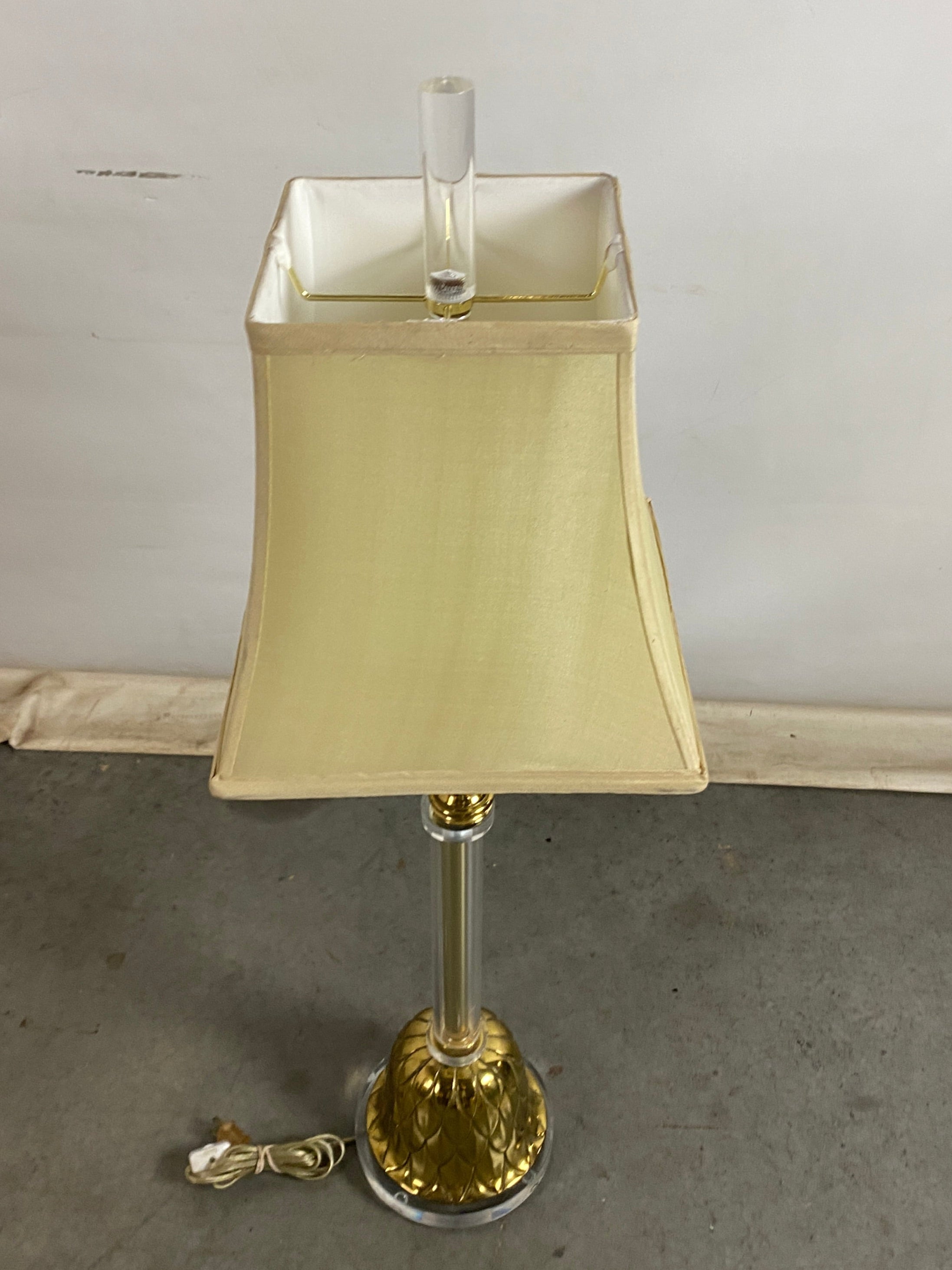 Glass Stem and Canvas Shade Lamp